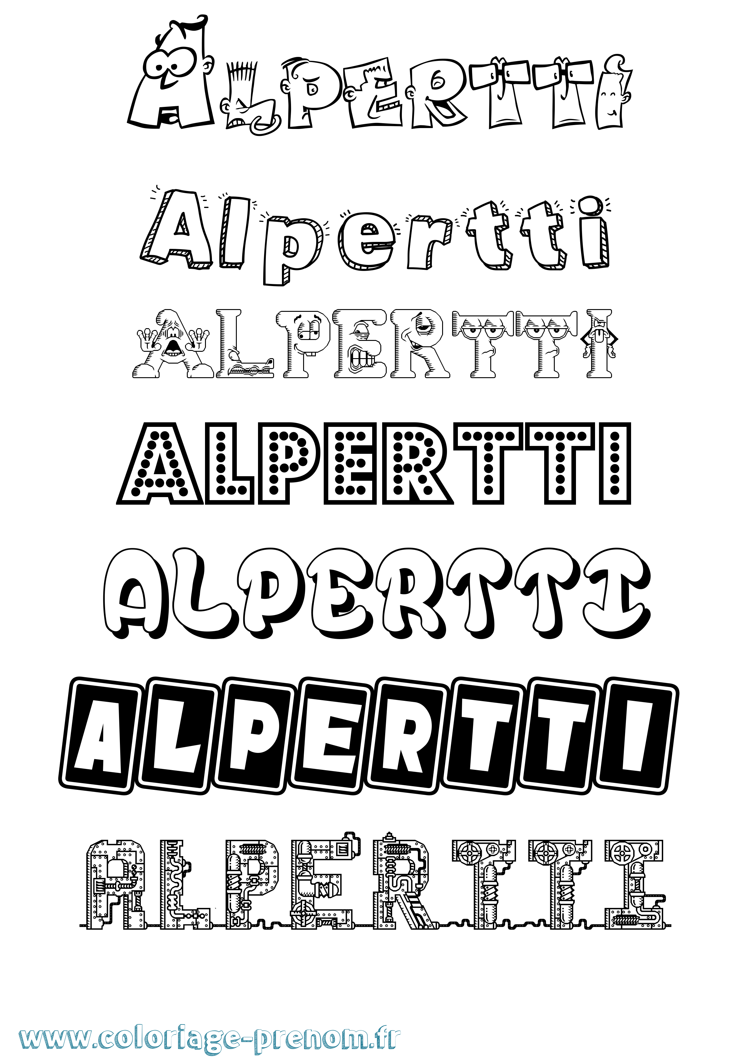 Coloriage Alpertti Fun Coloriage prénom Alpertti Fun