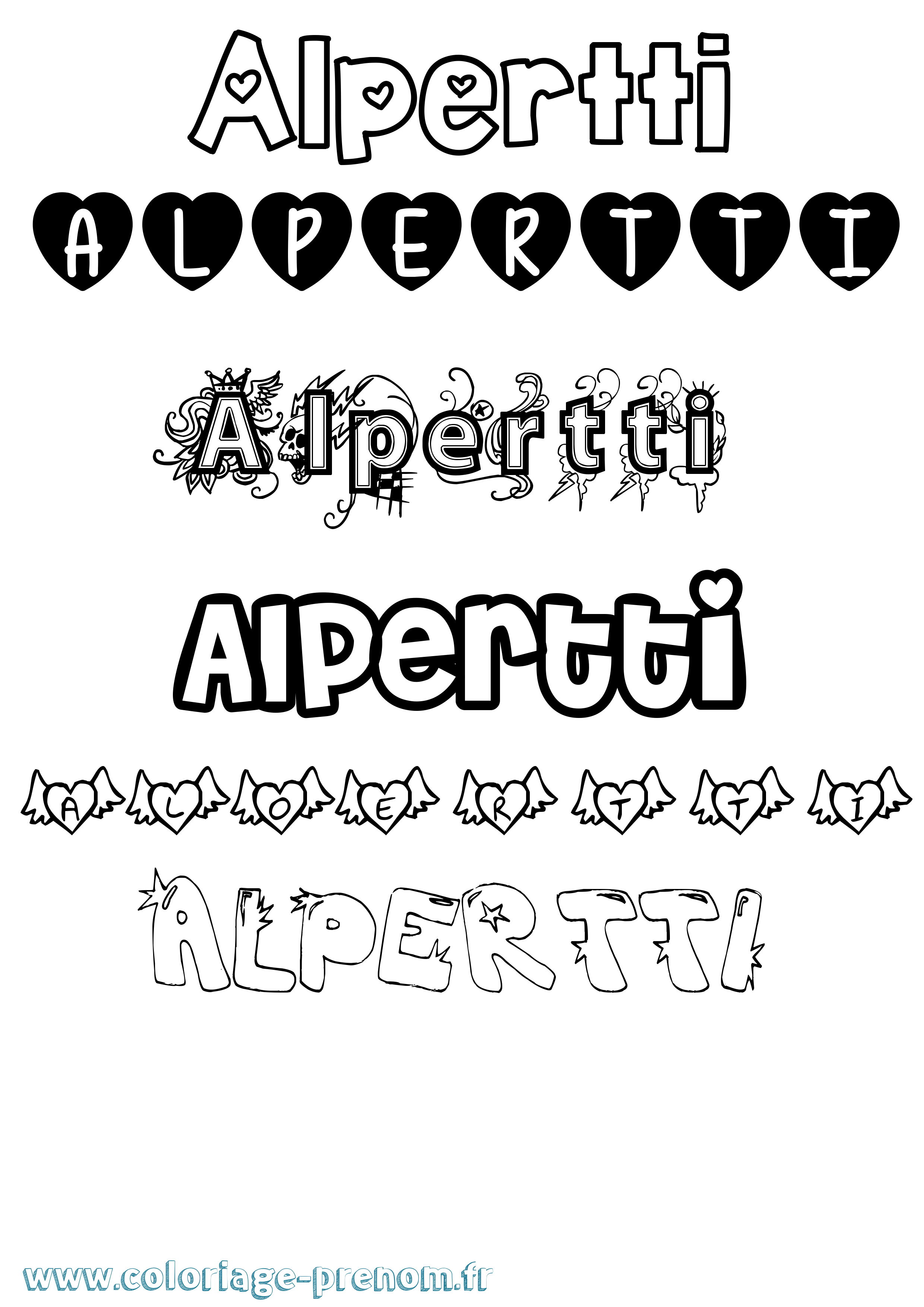Coloriage prénom Alpertti Girly