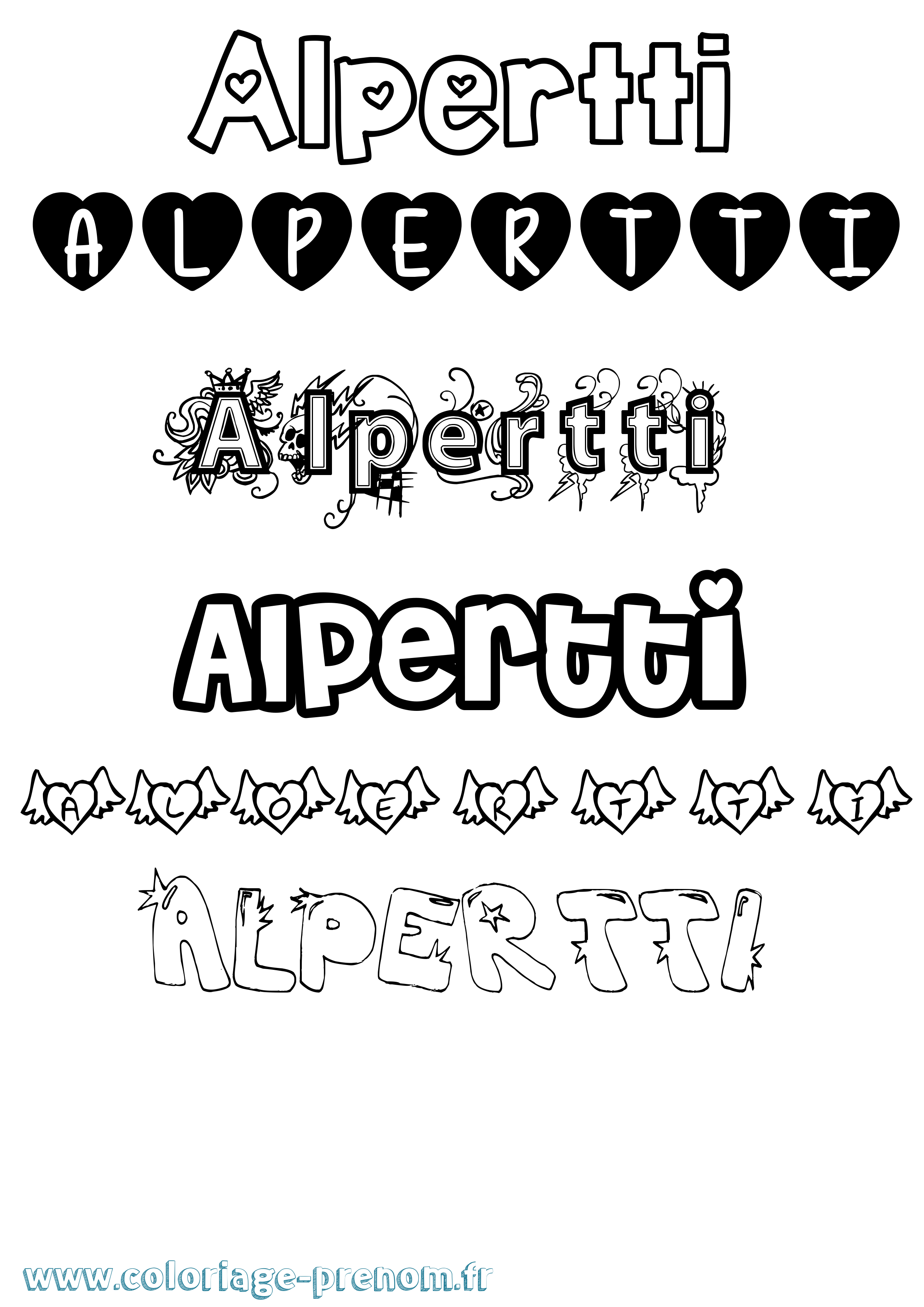 Coloriage Alpertti Girly Coloriage prénom Alpertti Girly