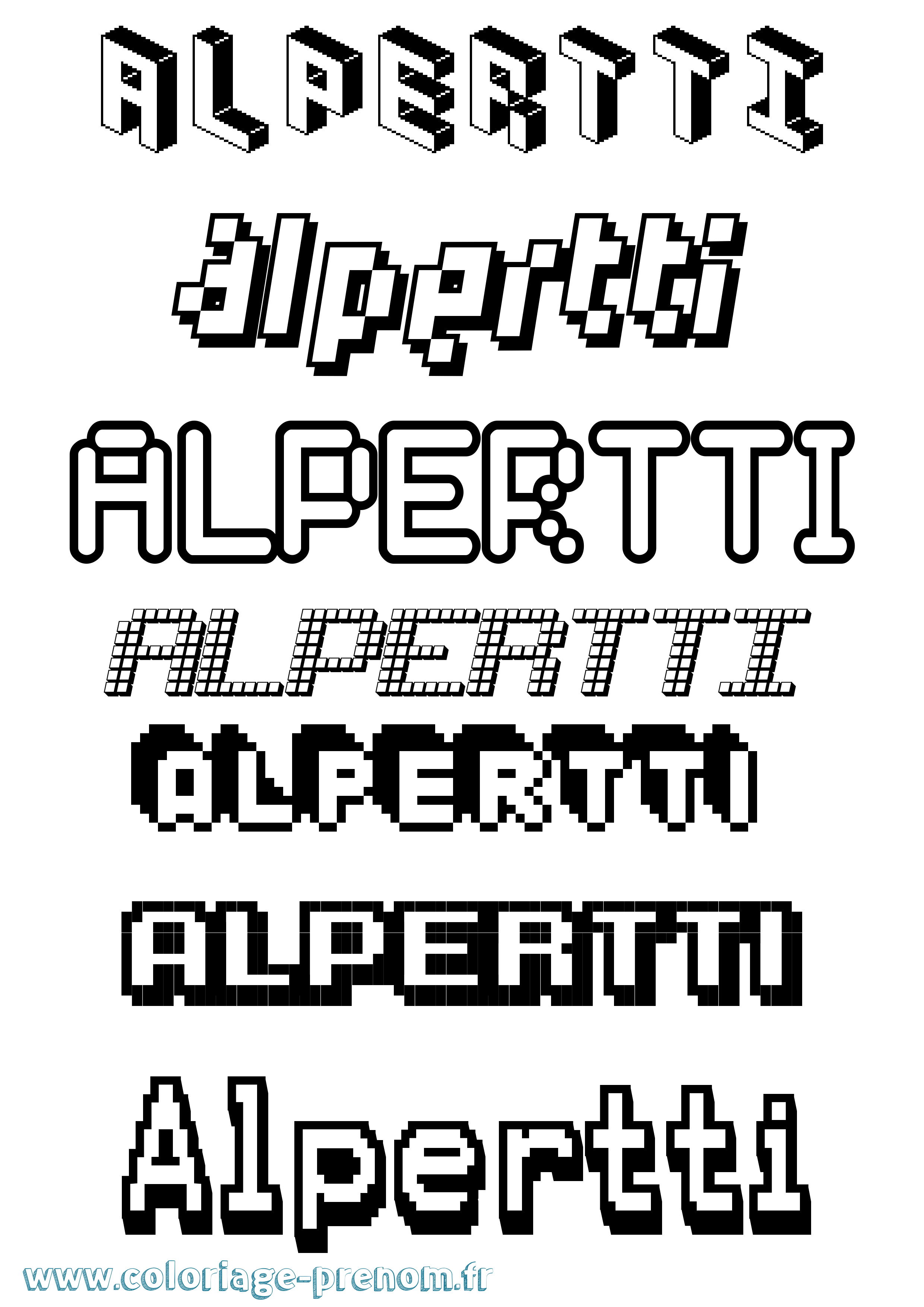 Coloriage prénom Alpertti Pixel