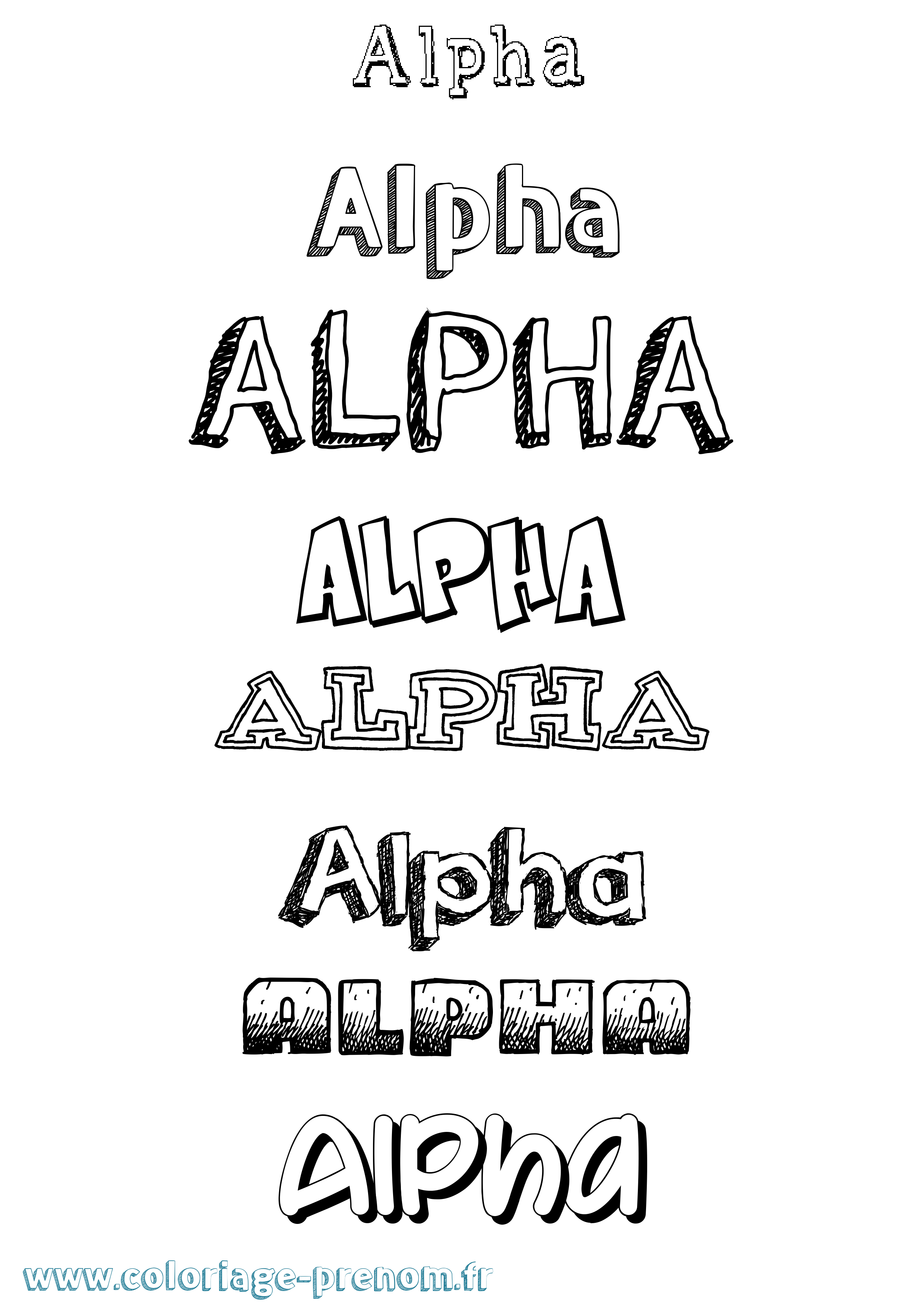 Coloriage prénom Alpha Dessiné
