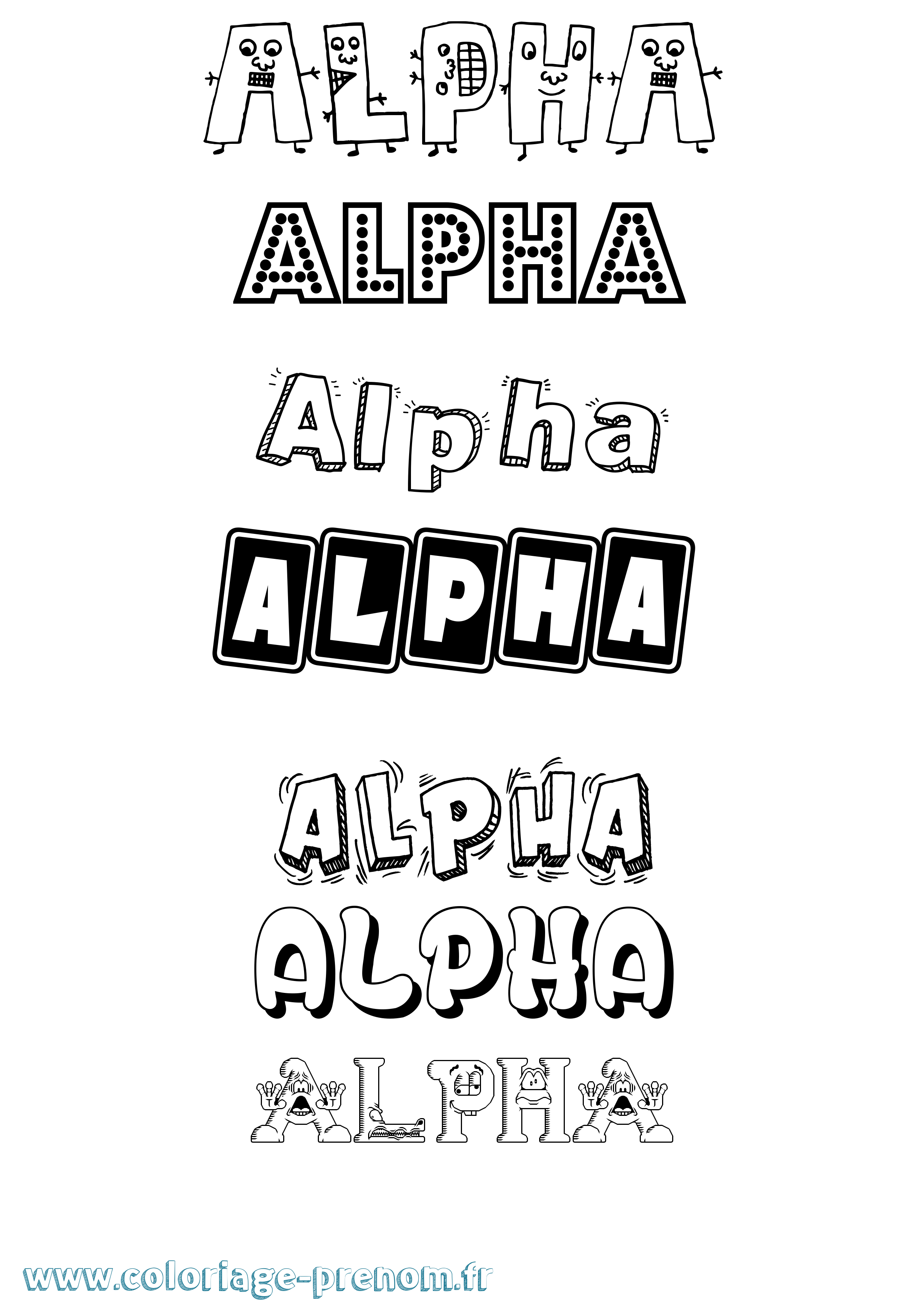 Coloriage prénom Alpha Fun