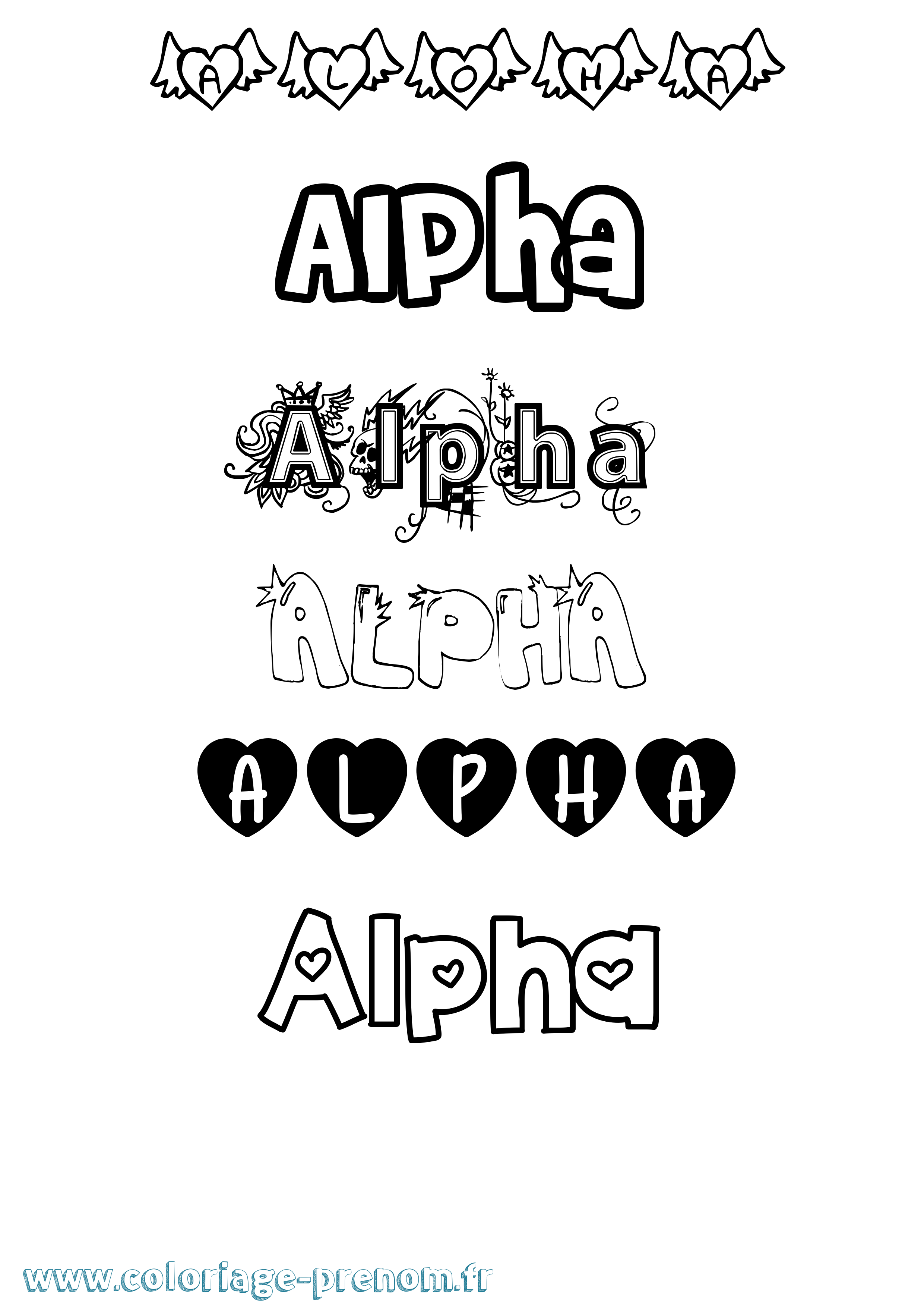 Coloriage prénom Alpha