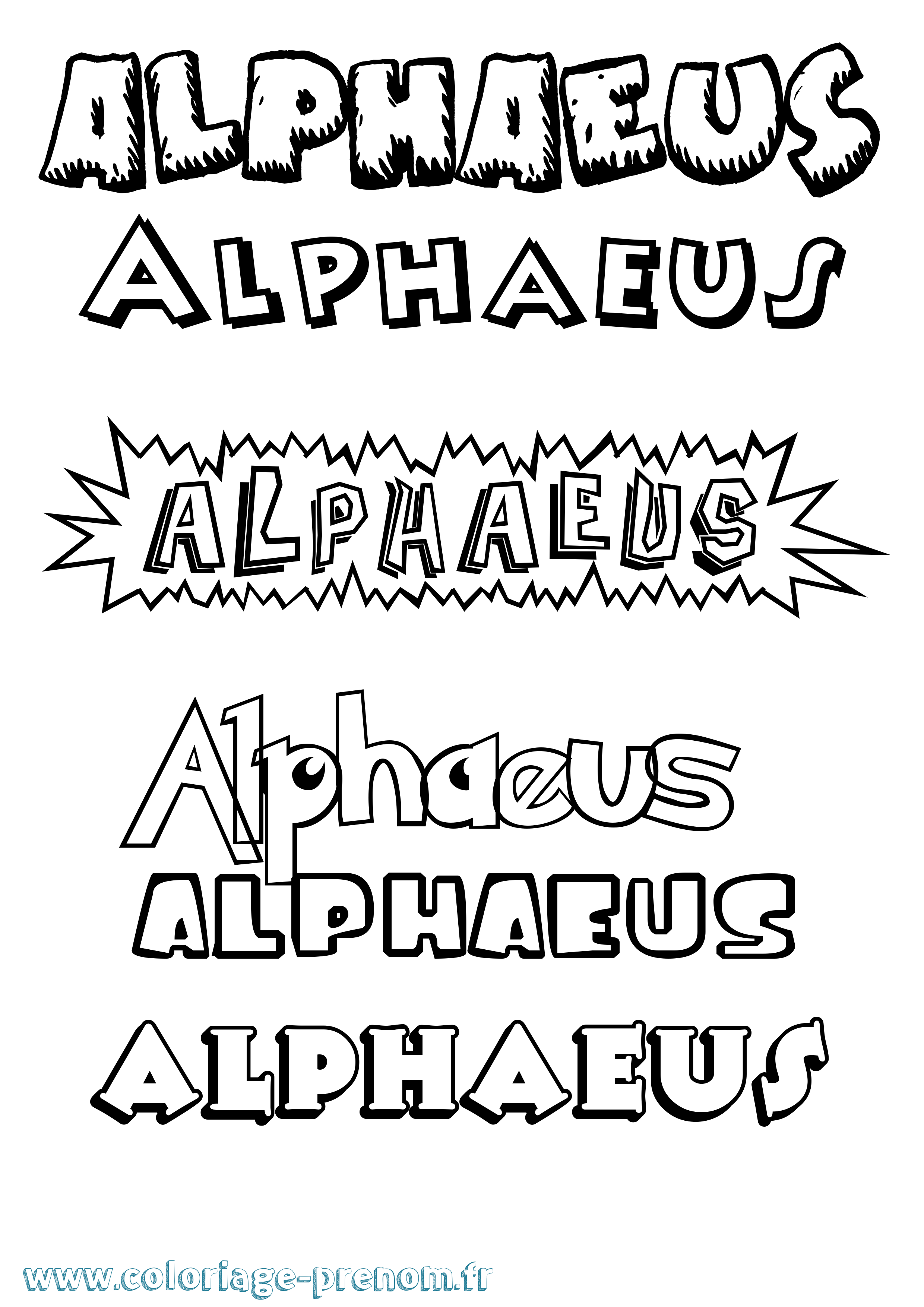 Coloriage prénom Alphaeus Dessin Animé