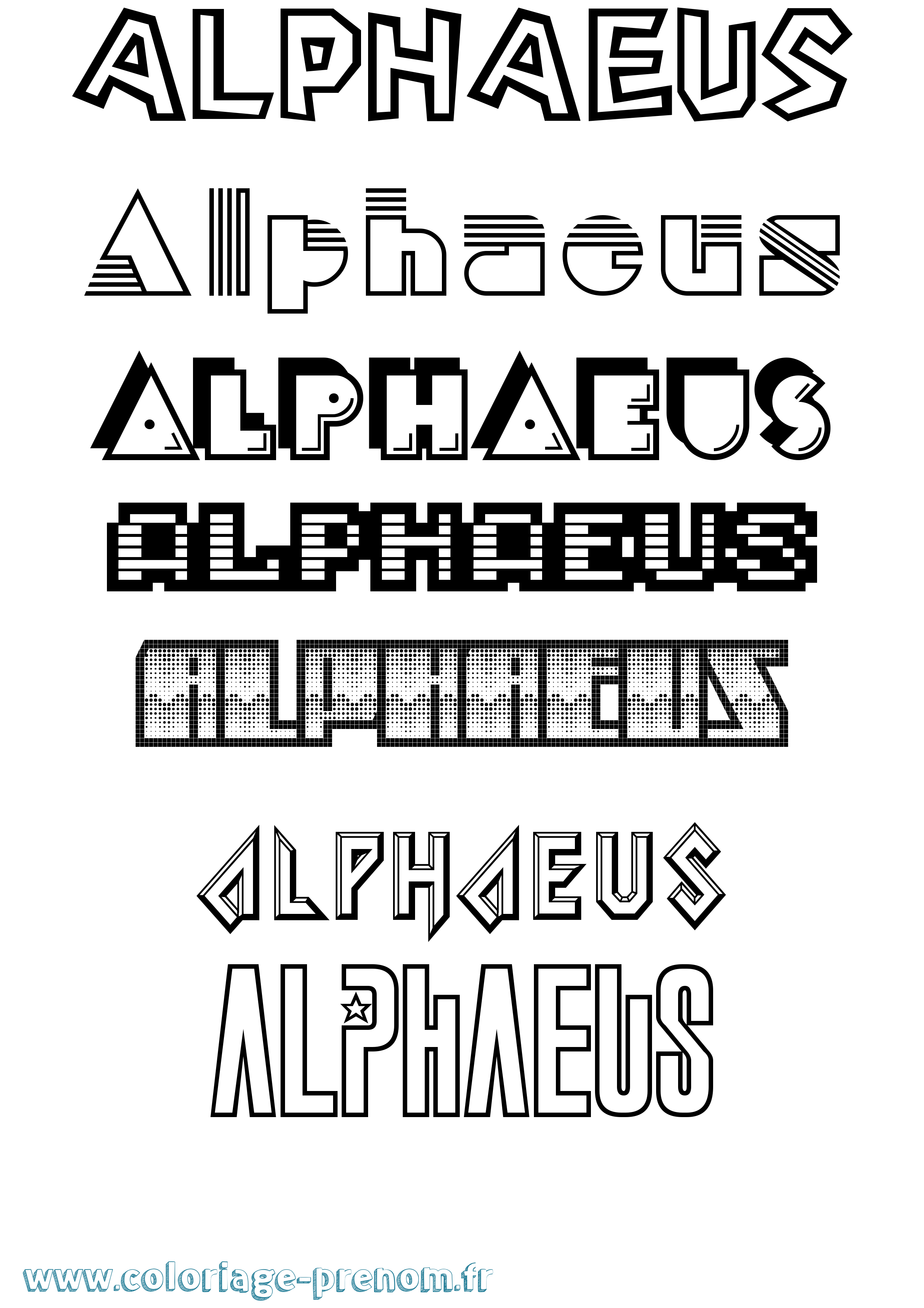 Coloriage prénom Alphaeus Jeux Vidéos
