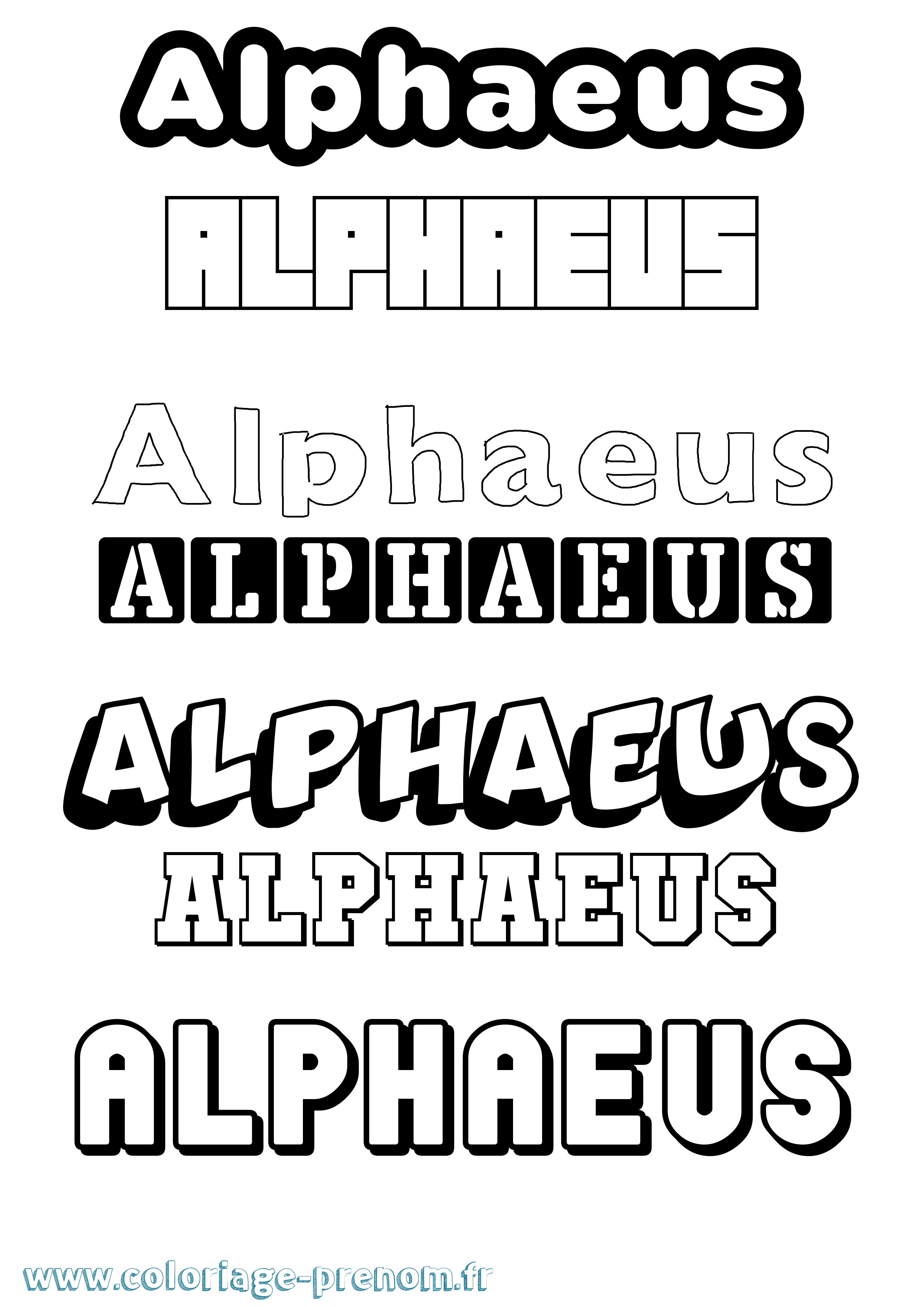Coloriage prénom Alphaeus Simple