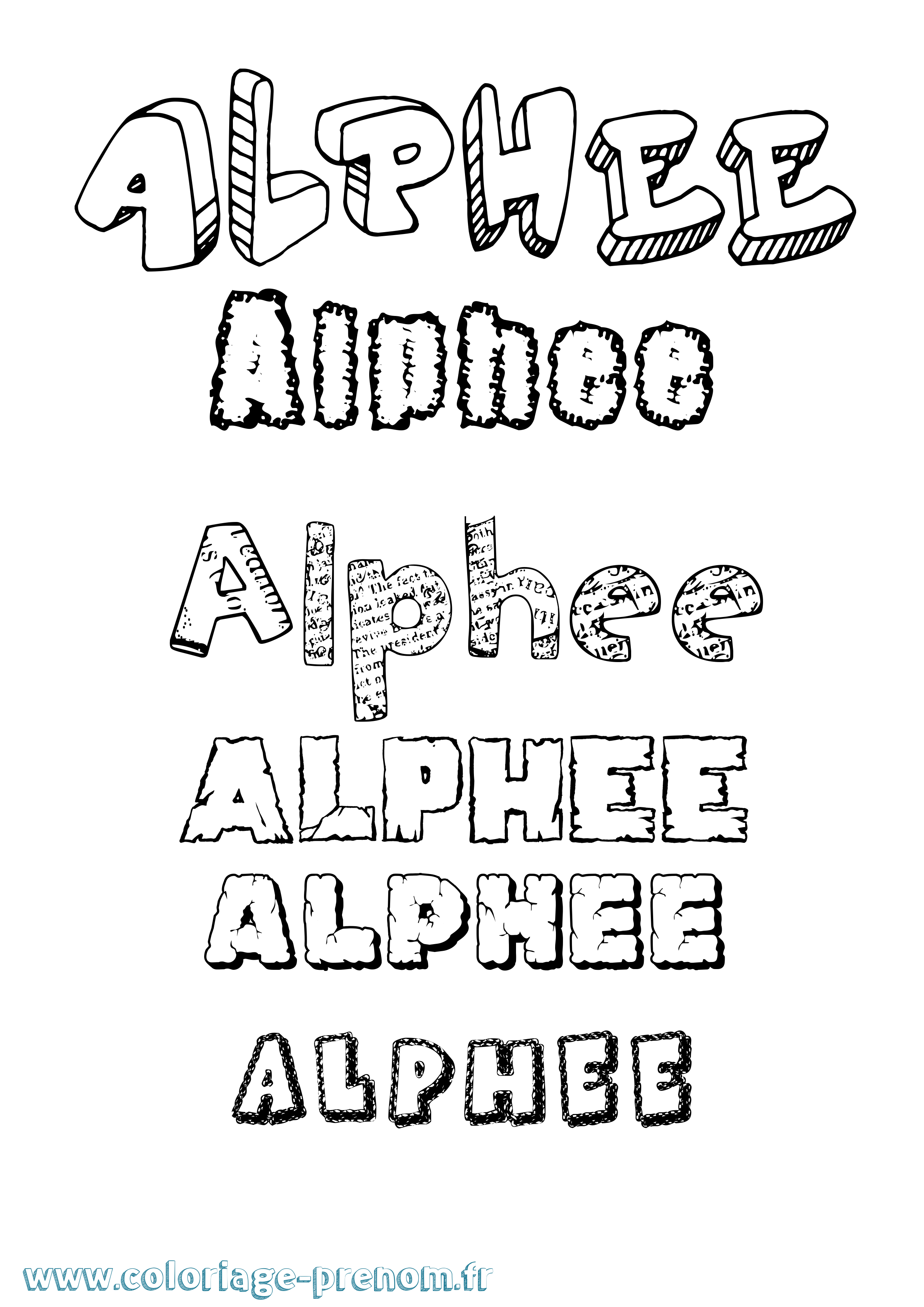 Coloriage Alphee Destructuré Coloriage prénom Alphee Destructuré