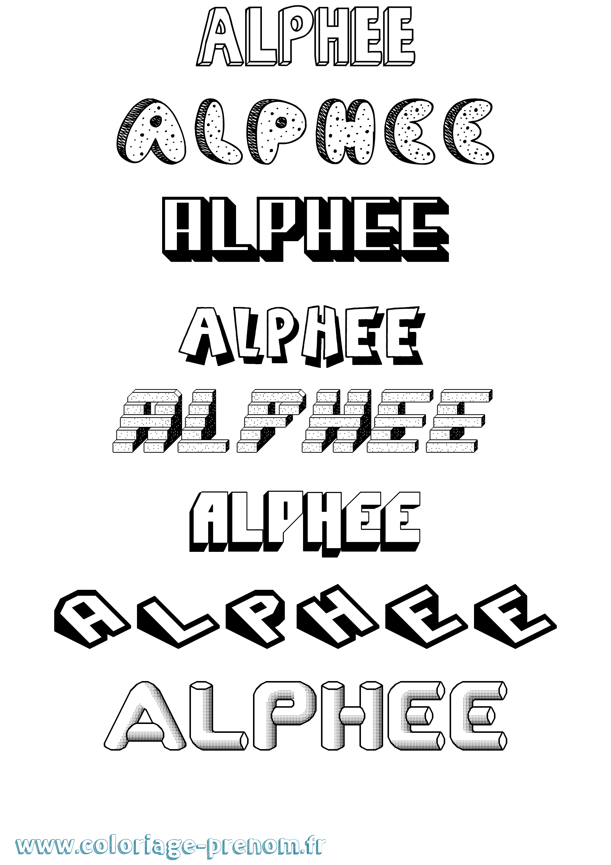 Coloriage Alphee Effet 3D Coloriage prénom Alphee Effet 3D