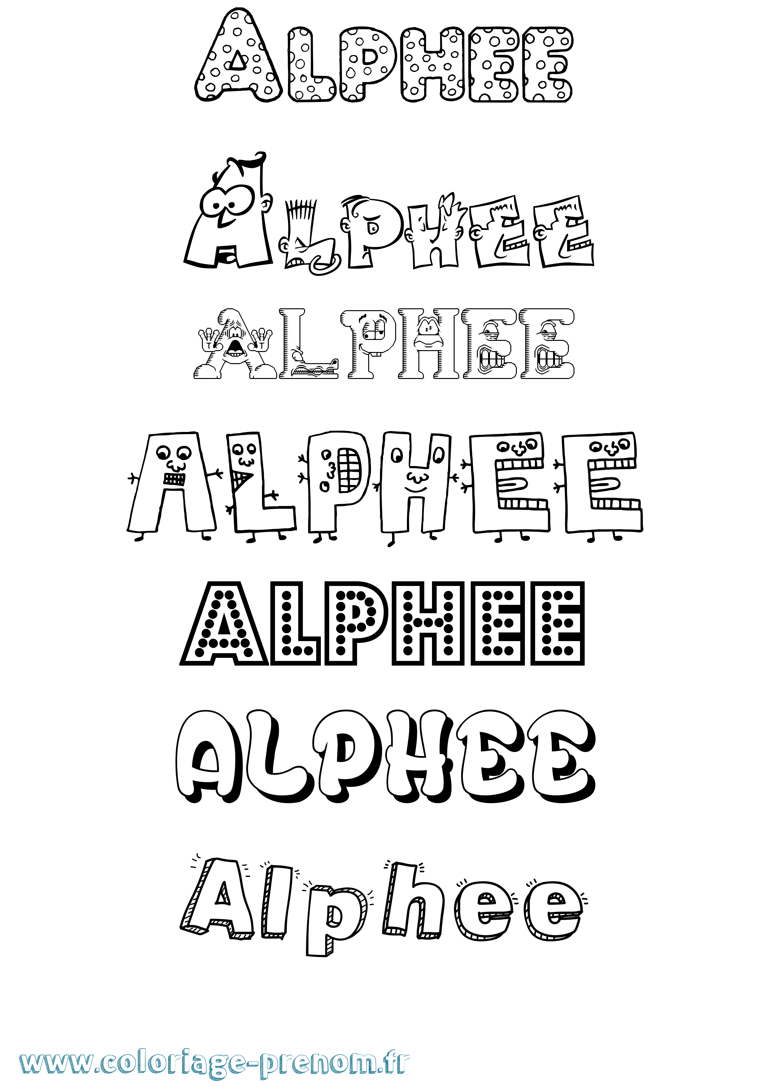 Coloriage Alphee Fun Coloriage prénom Alphee Fun