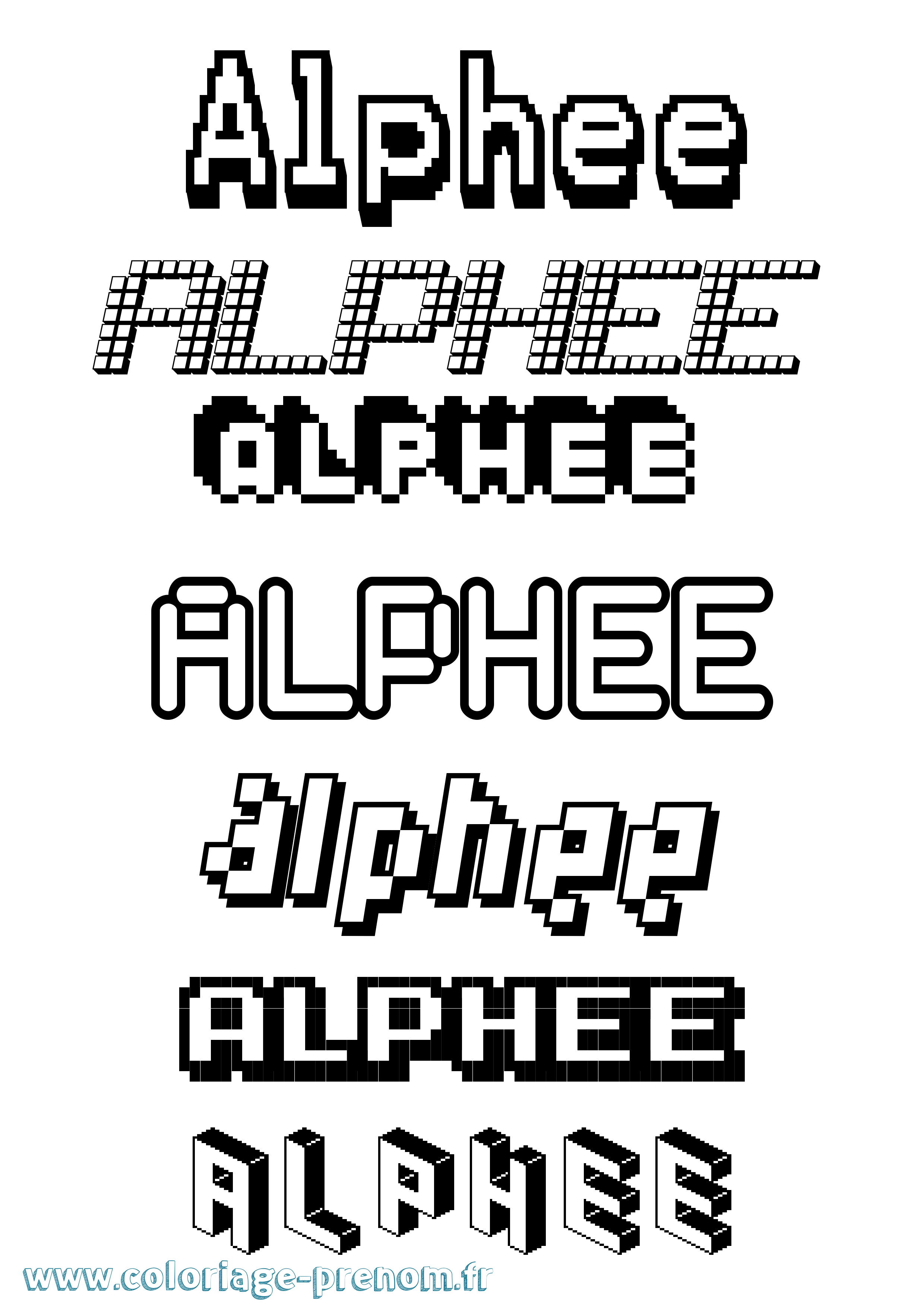 Coloriage Alphee Pixel Coloriage prénom Alphee Pixel