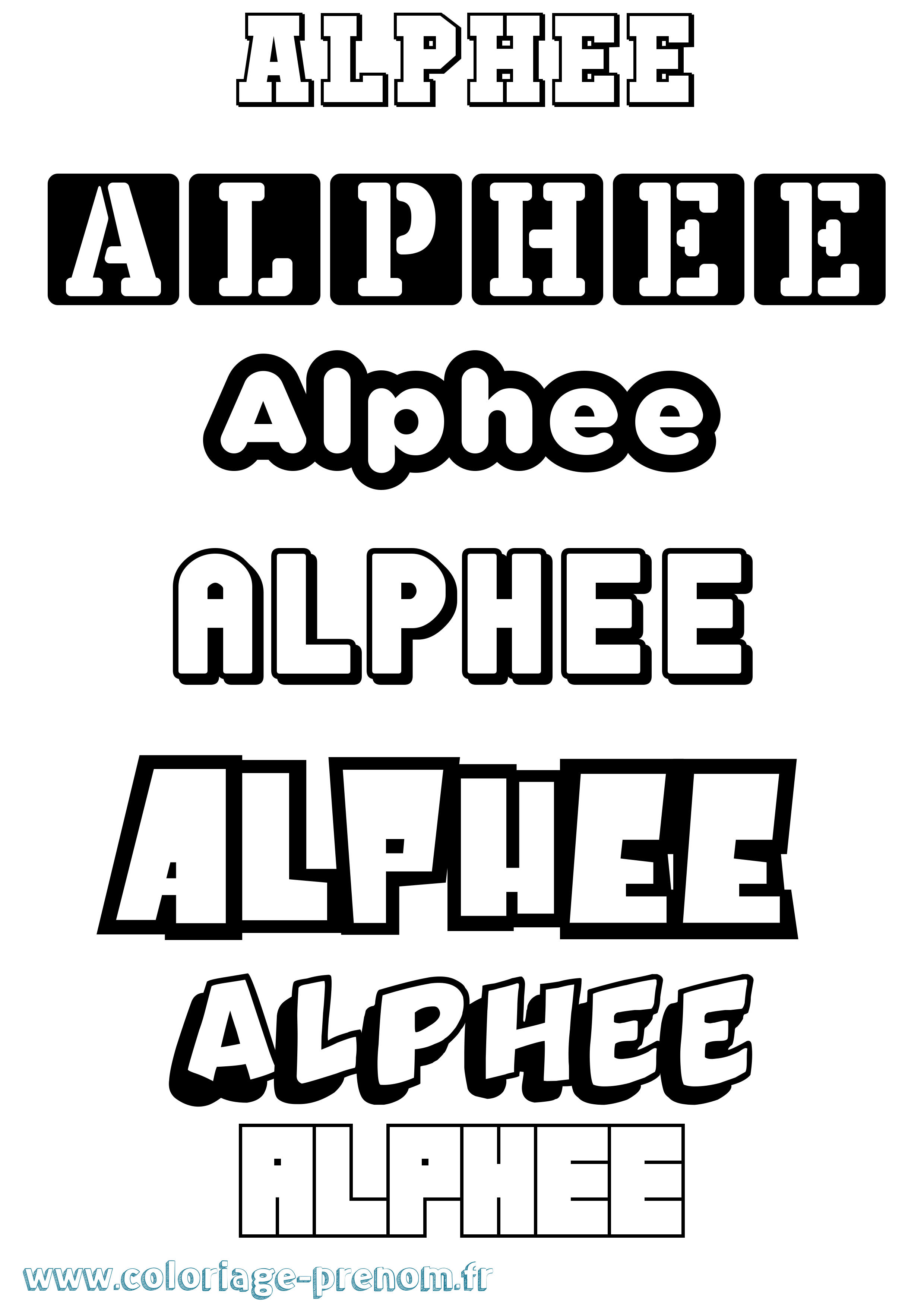 Coloriage prénom Alphee Simple