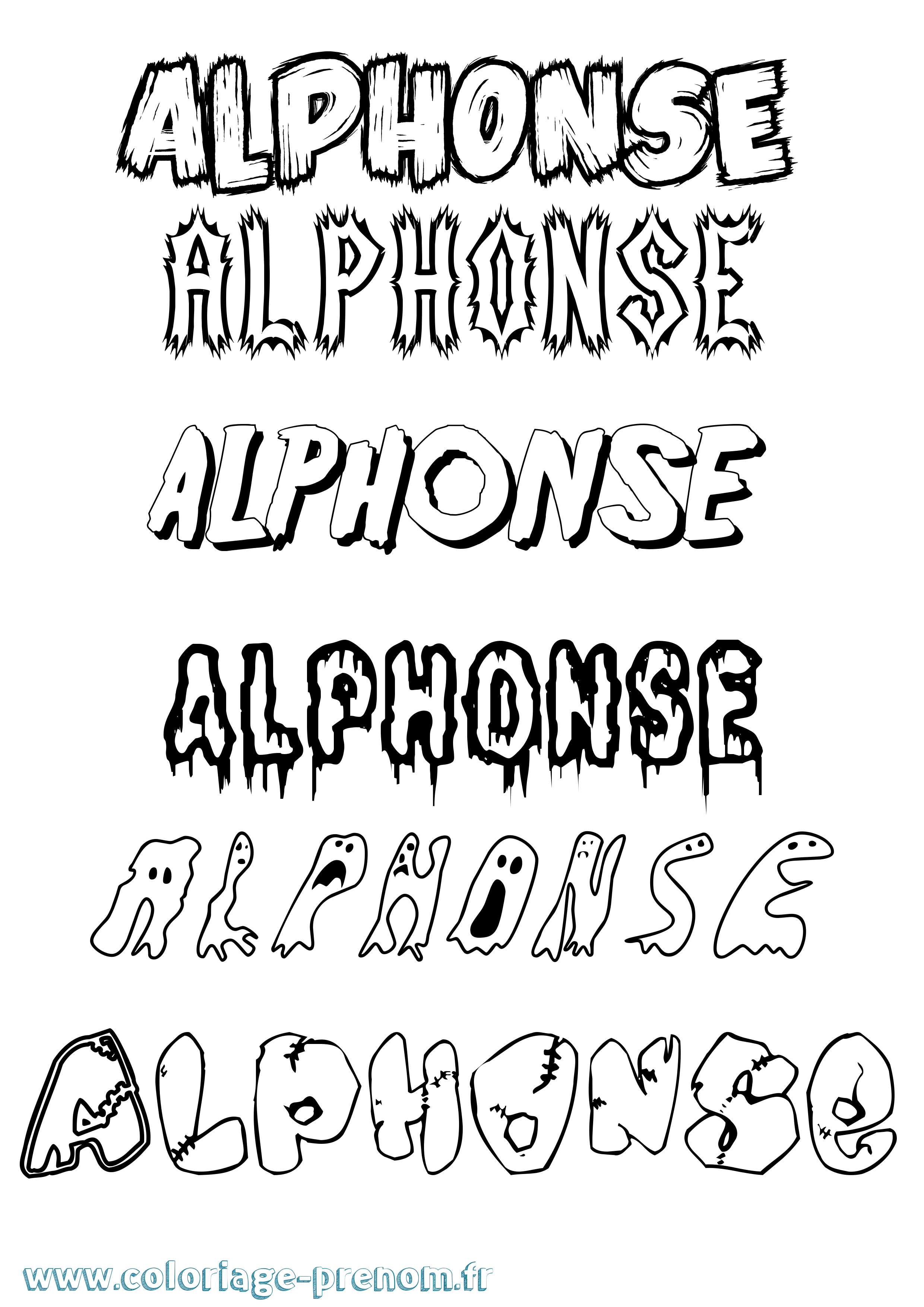Coloriage prénom Alphonse Frisson