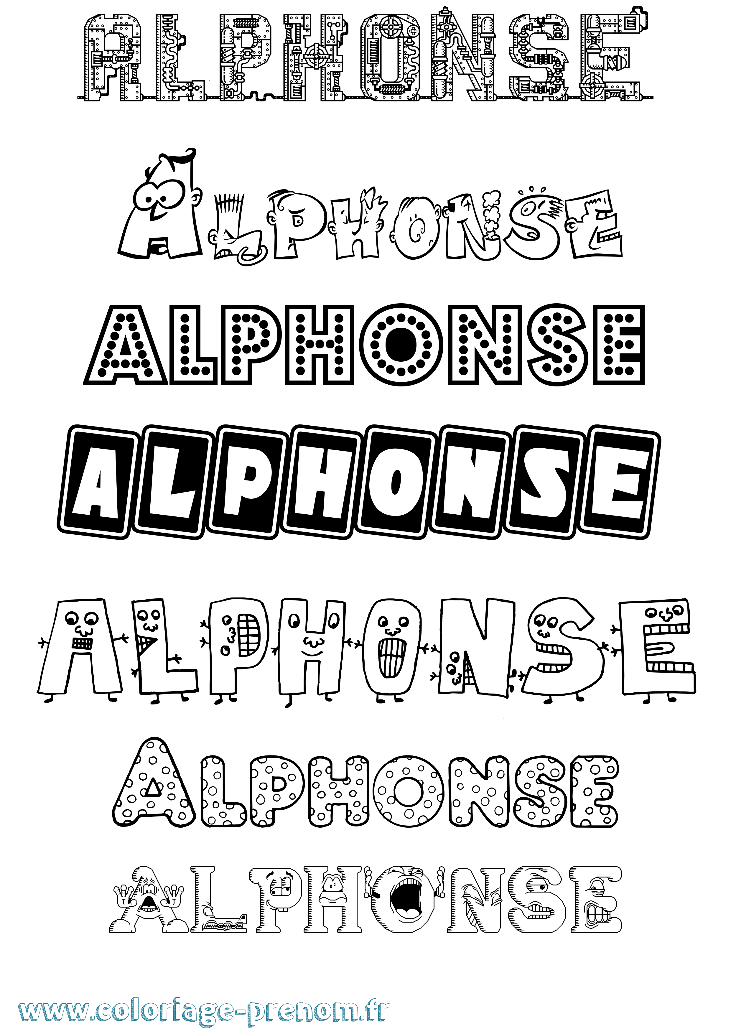 Coloriage Alphonse Coloriage prénom Alphonse