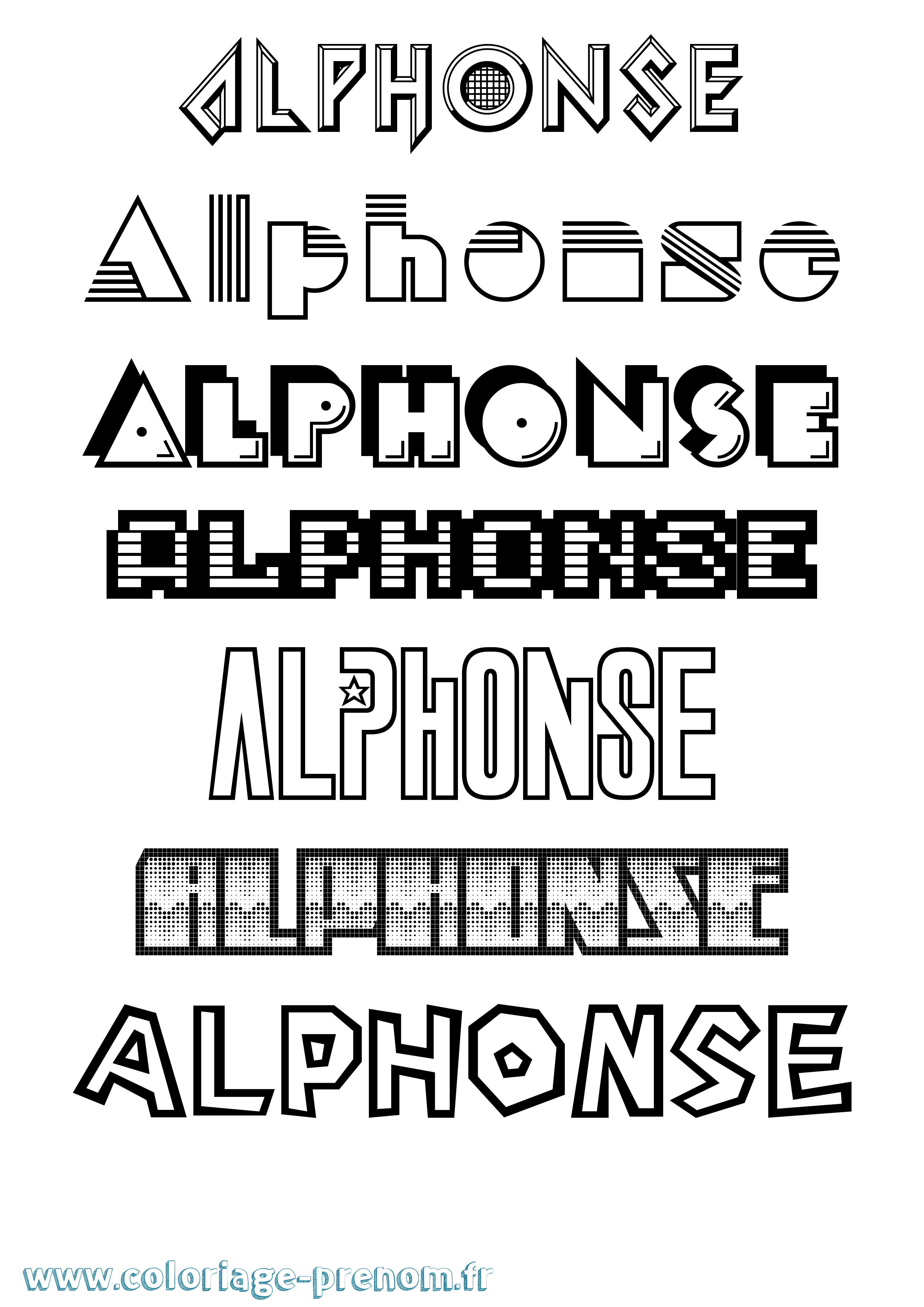 Coloriage prénom Alphonse