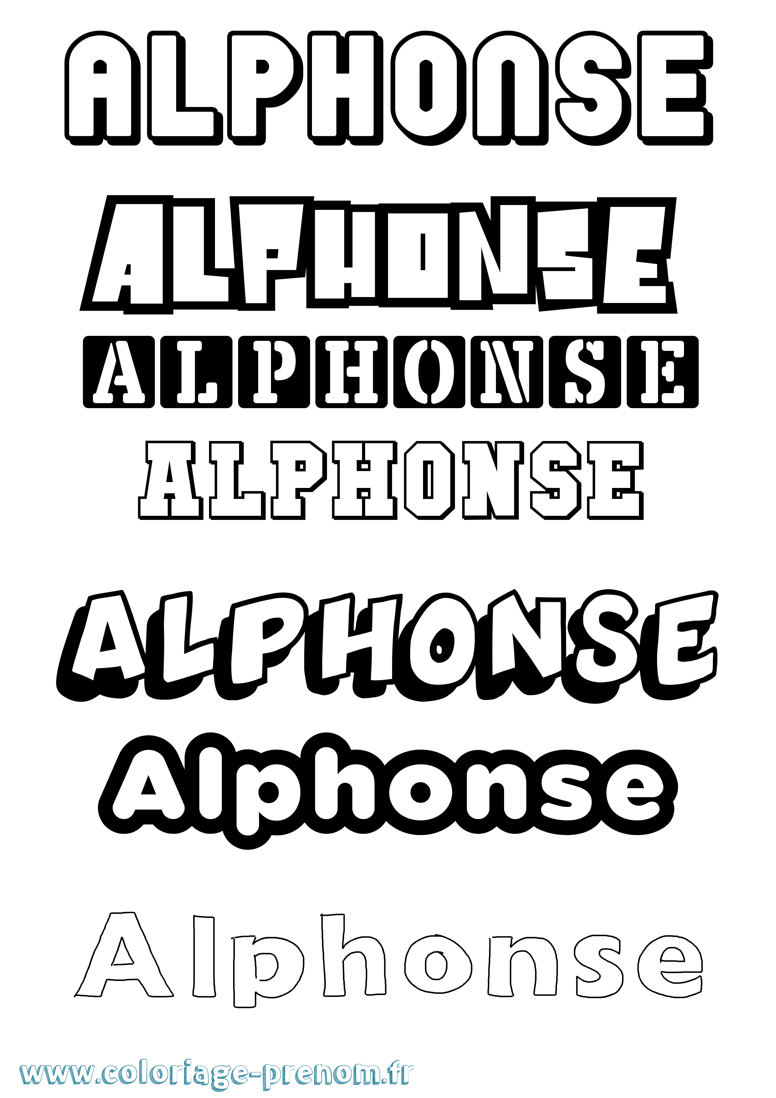 Coloriage prénom Alphonse Simple