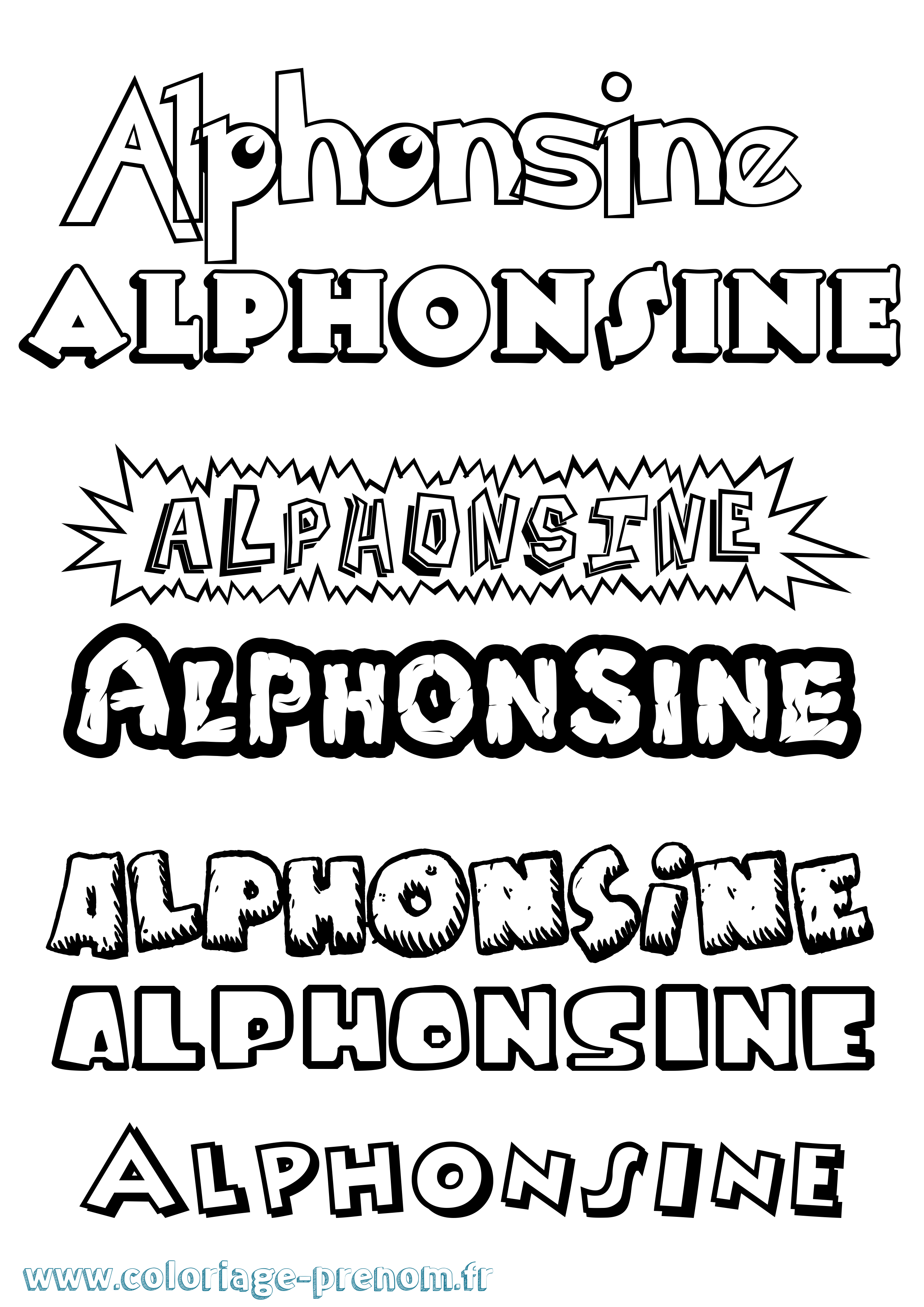 Coloriage prénom Alphonsine Dessin Animé