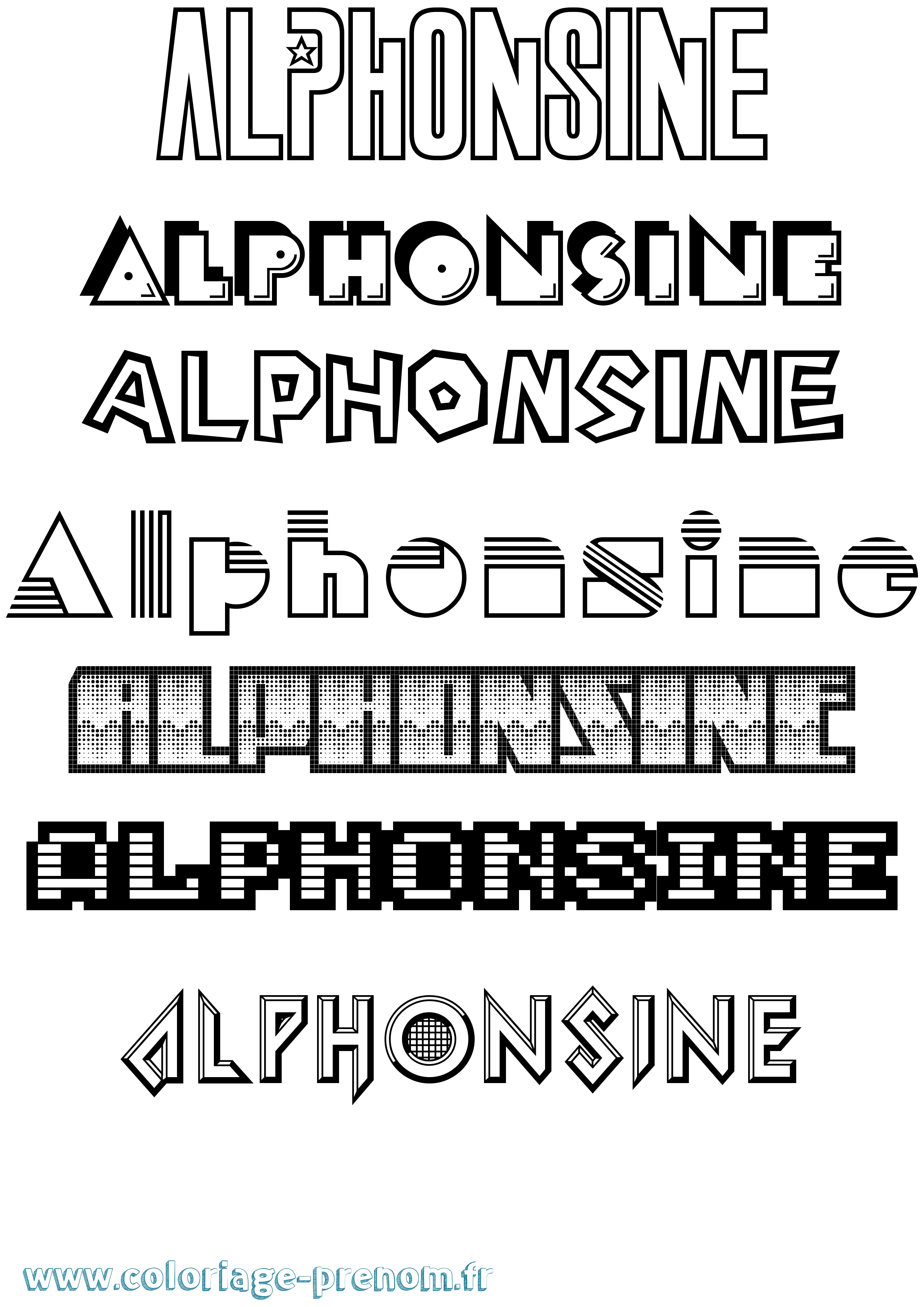 Coloriage prénom Alphonsine Jeux Vidéos