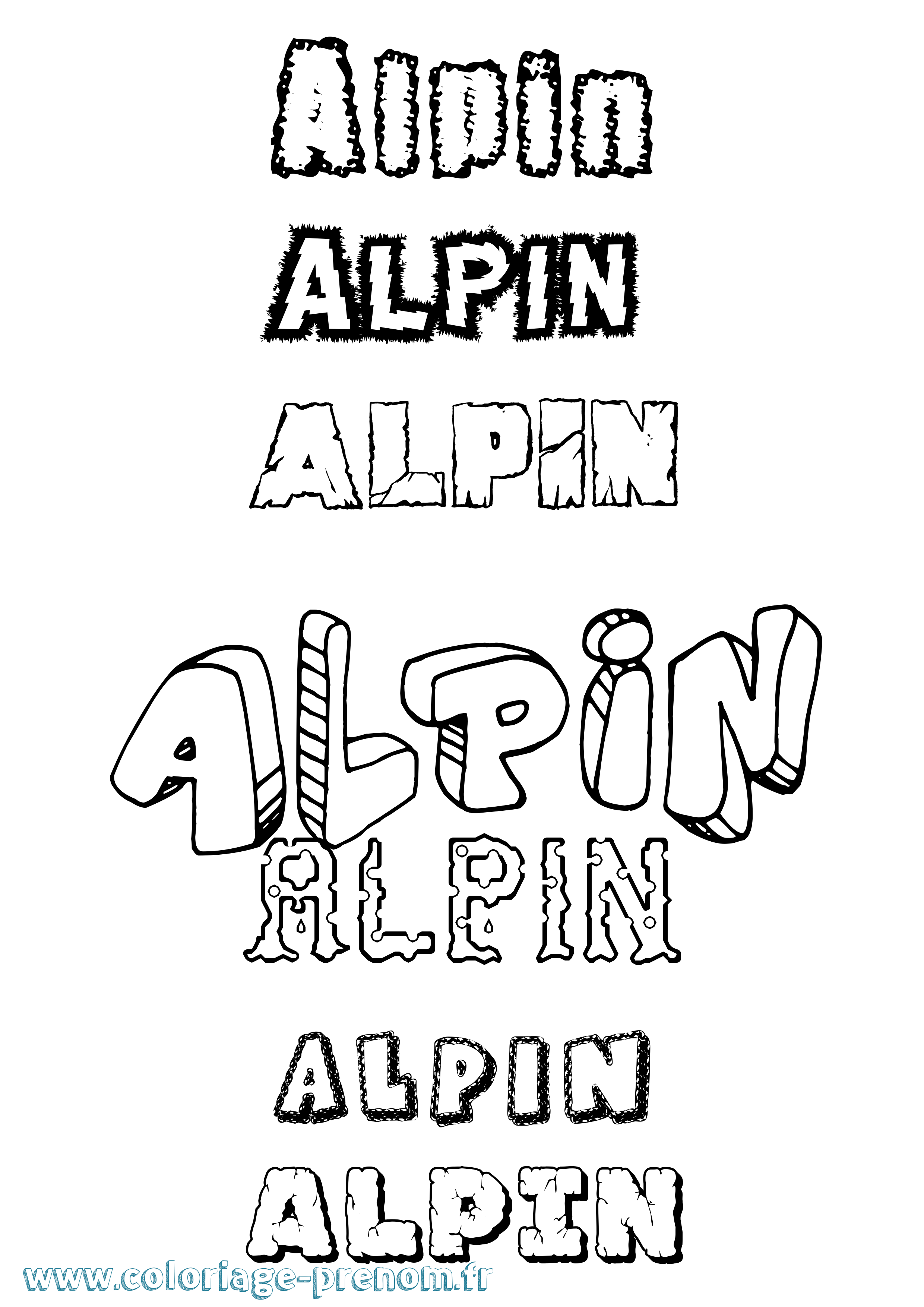 Coloriage Alpin Destructuré Coloriage prénom Alpin Destructuré