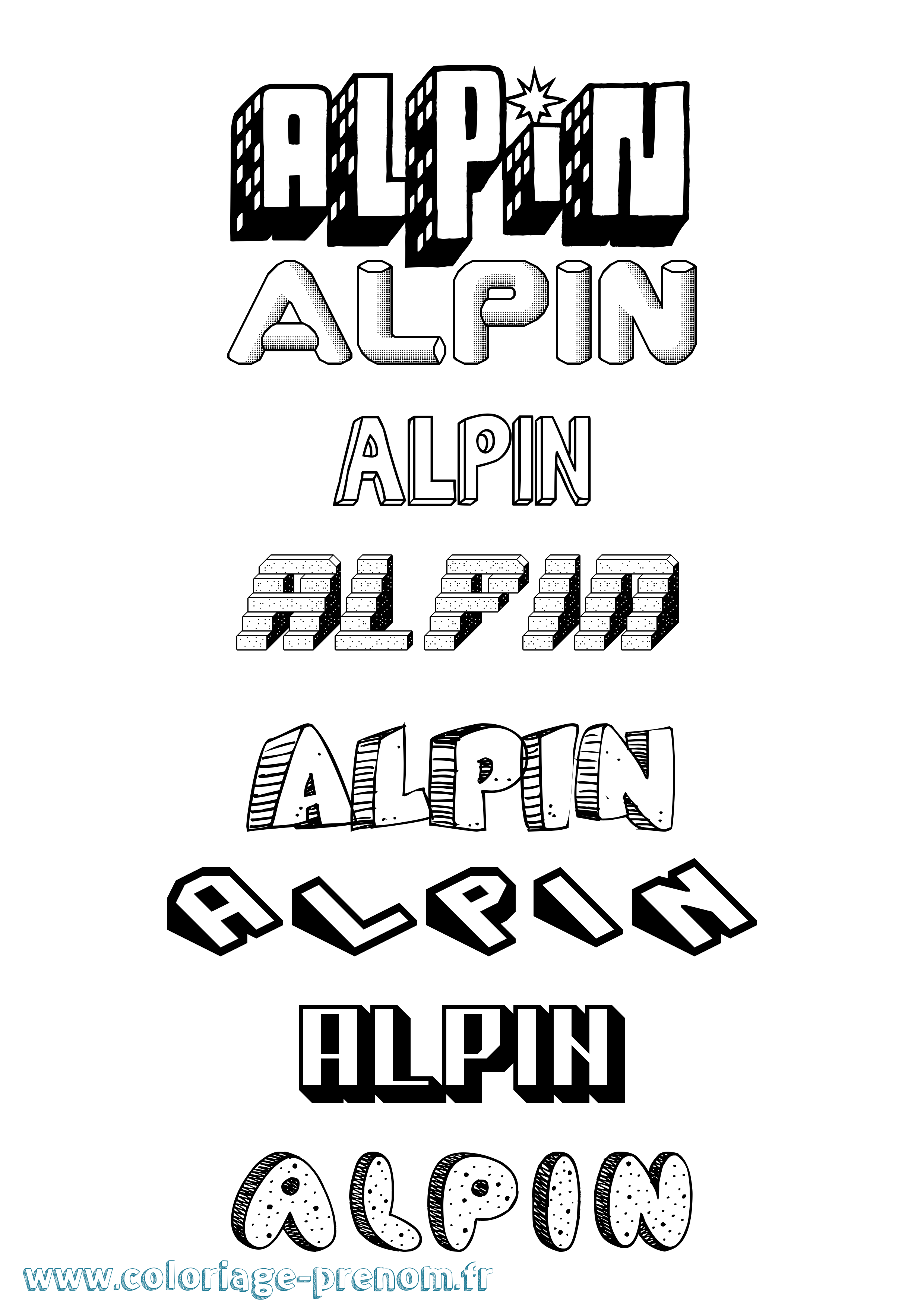 Coloriage Alpin Effet 3D Coloriage prénom Alpin Effet 3D