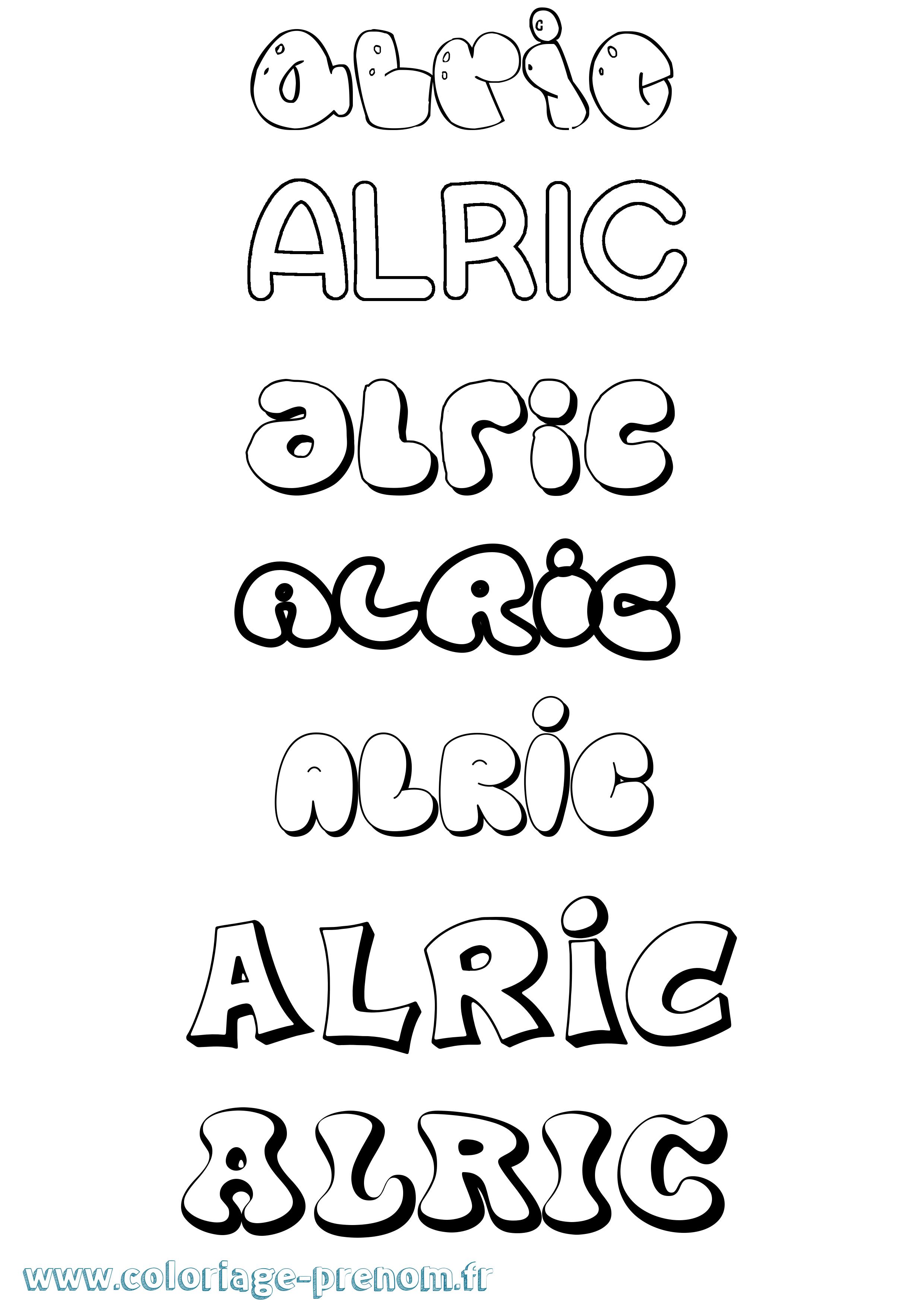 Coloriage prénom Alric Bubble
