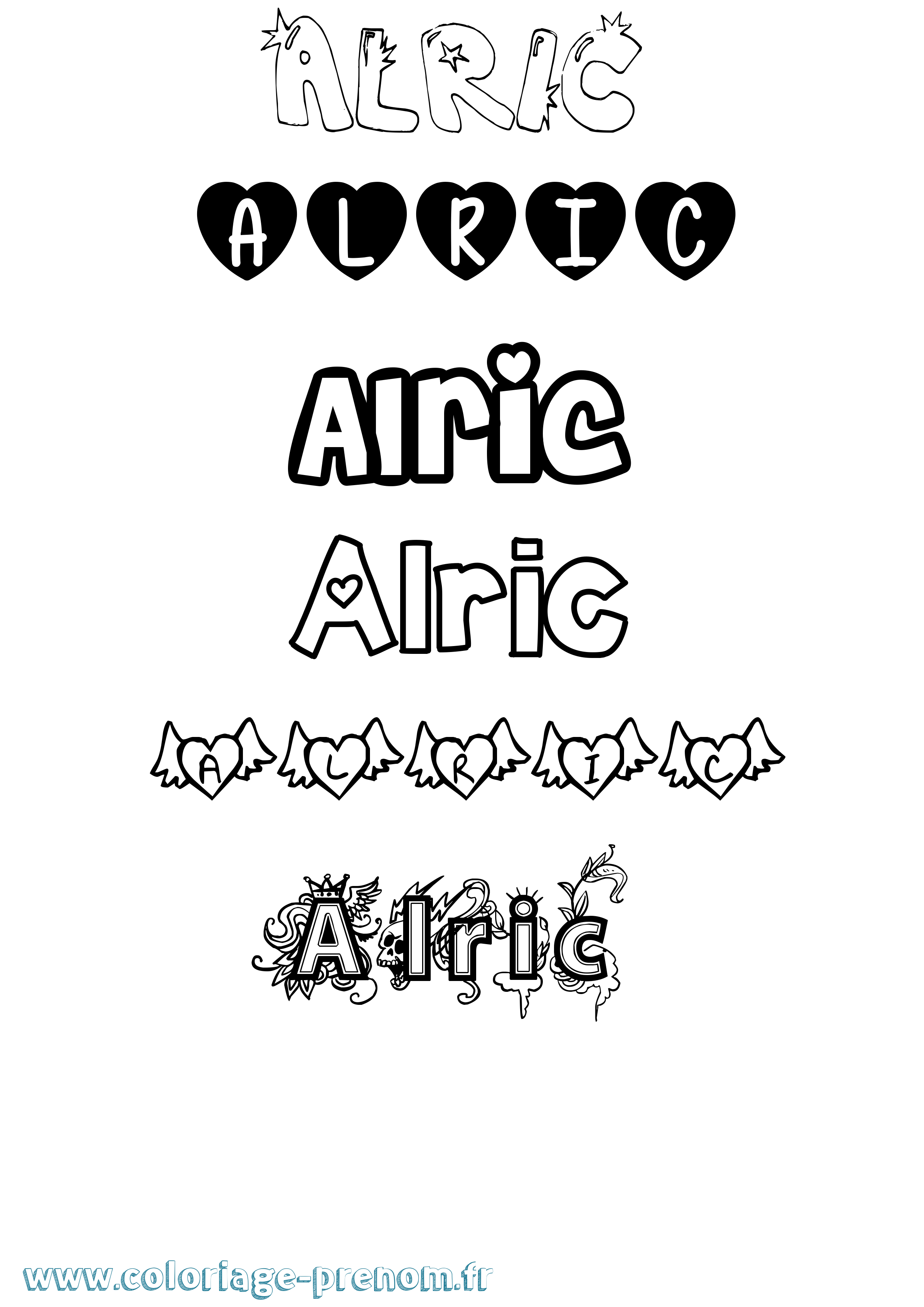 Coloriage prénom Alric Girly
