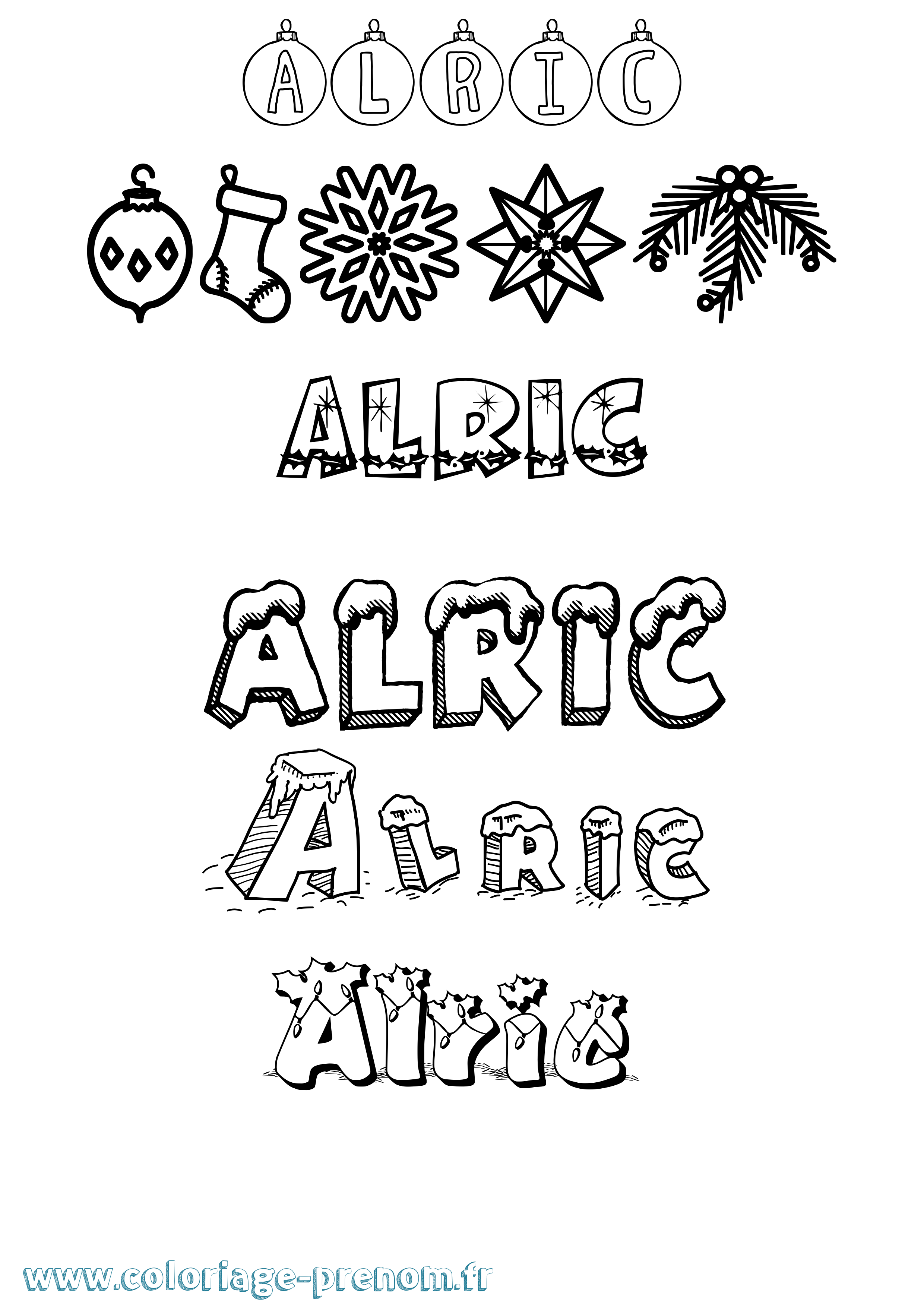 Coloriage prénom Alric Noël