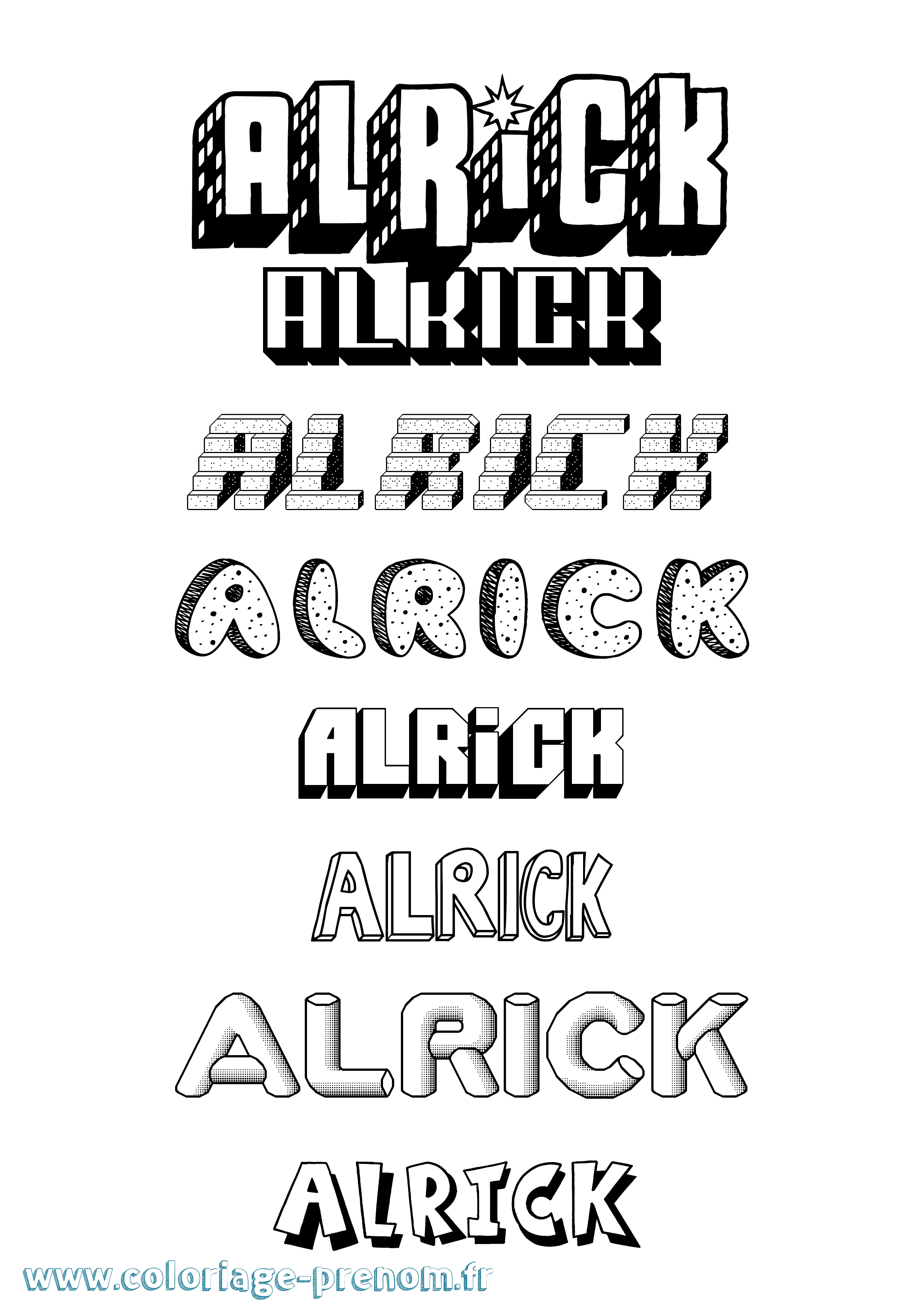 Coloriage Alrick Effet 3D Coloriage prénom Alrick Effet 3D