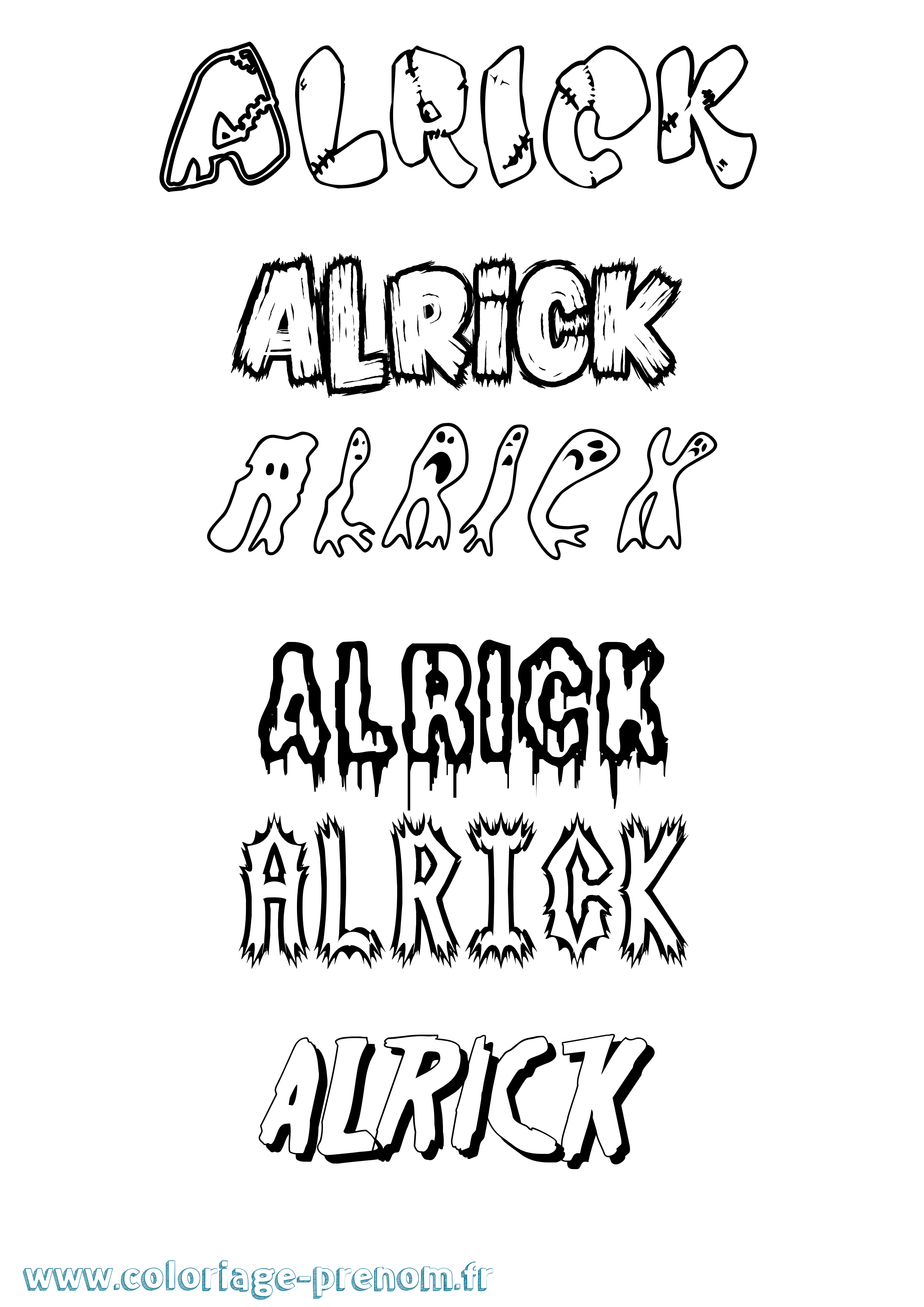 Coloriage prénom Alrick Frisson