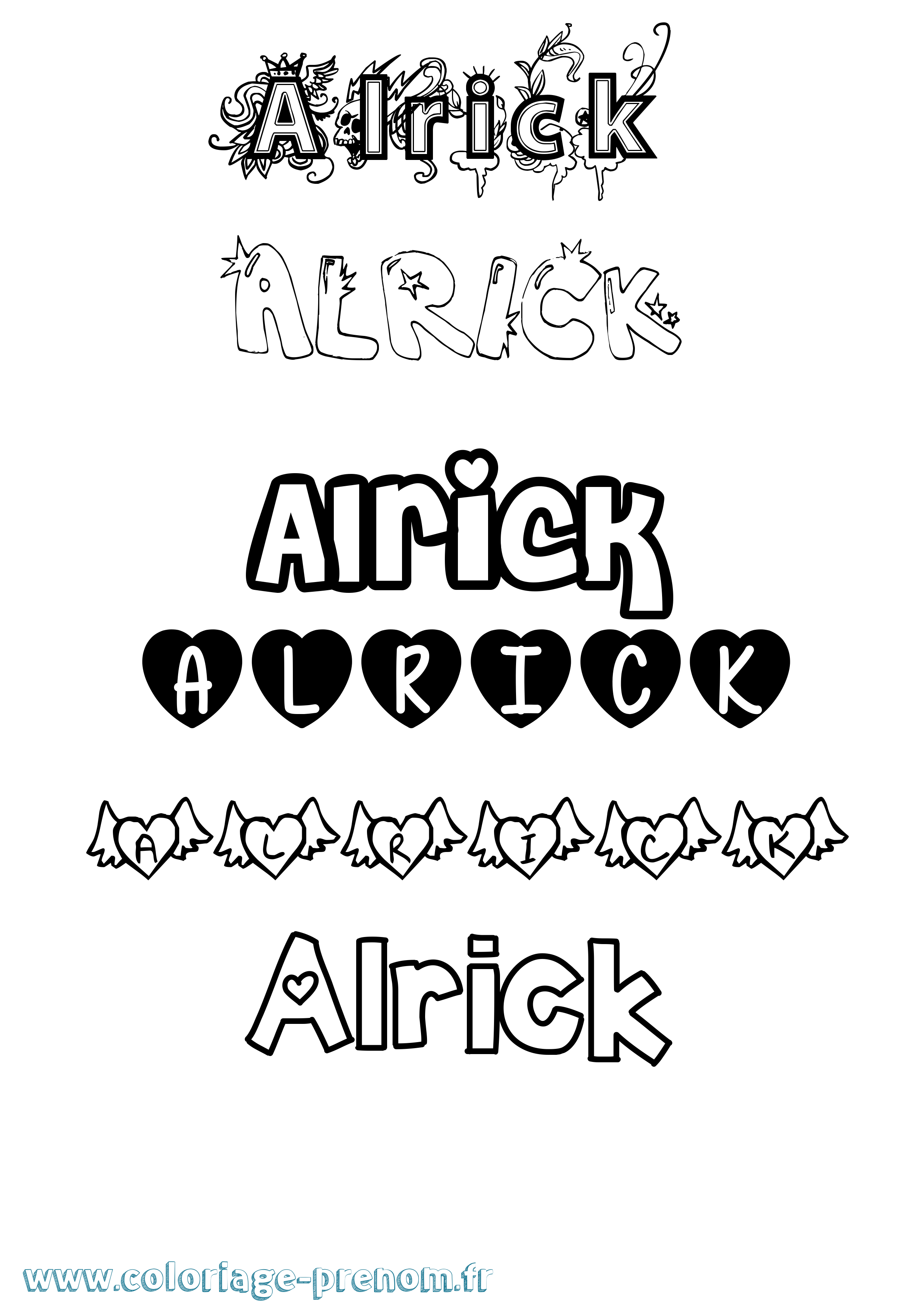 Coloriage prénom Alrick Girly