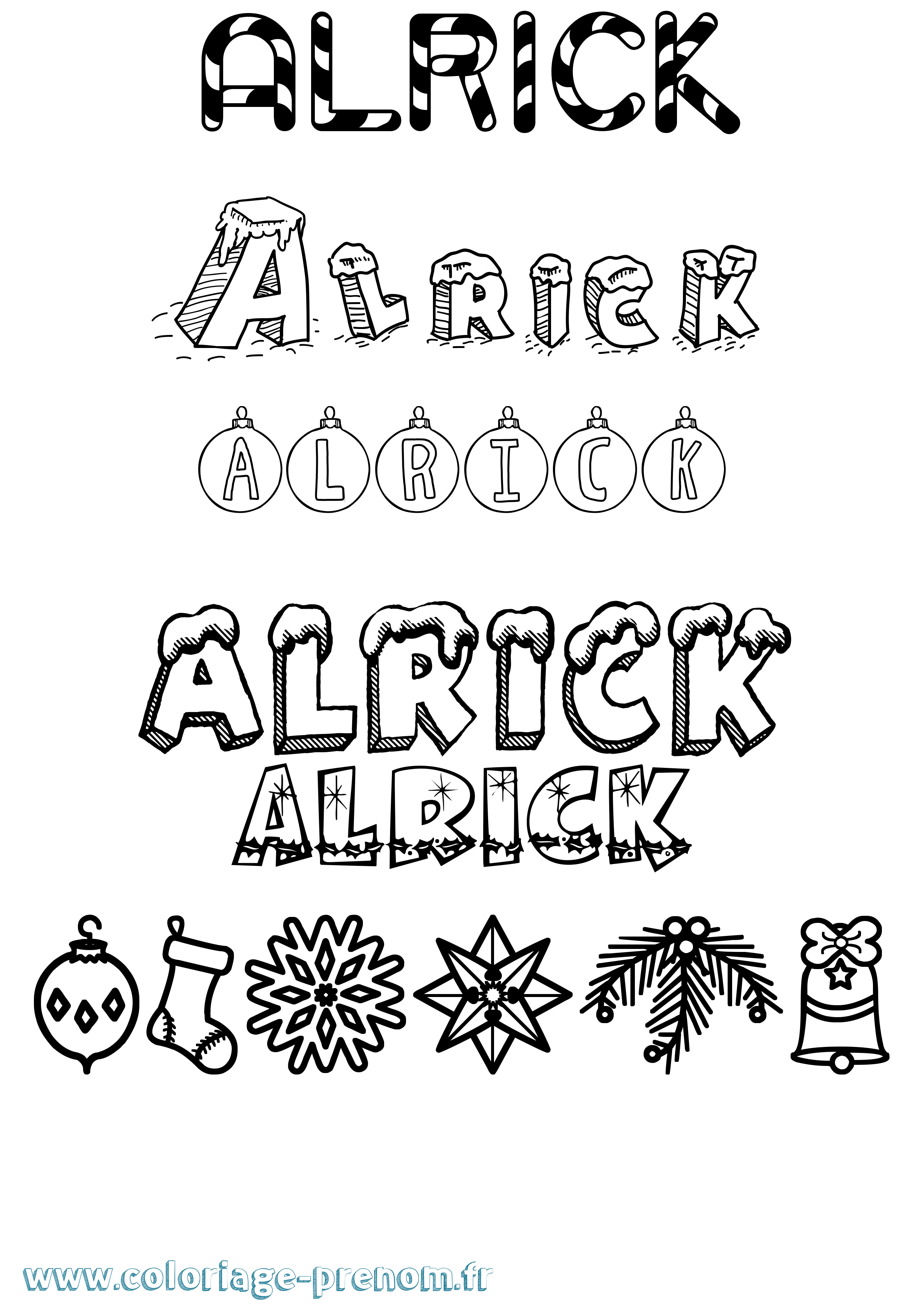 Coloriage Alrick Noël Coloriage prénom Alrick Noël