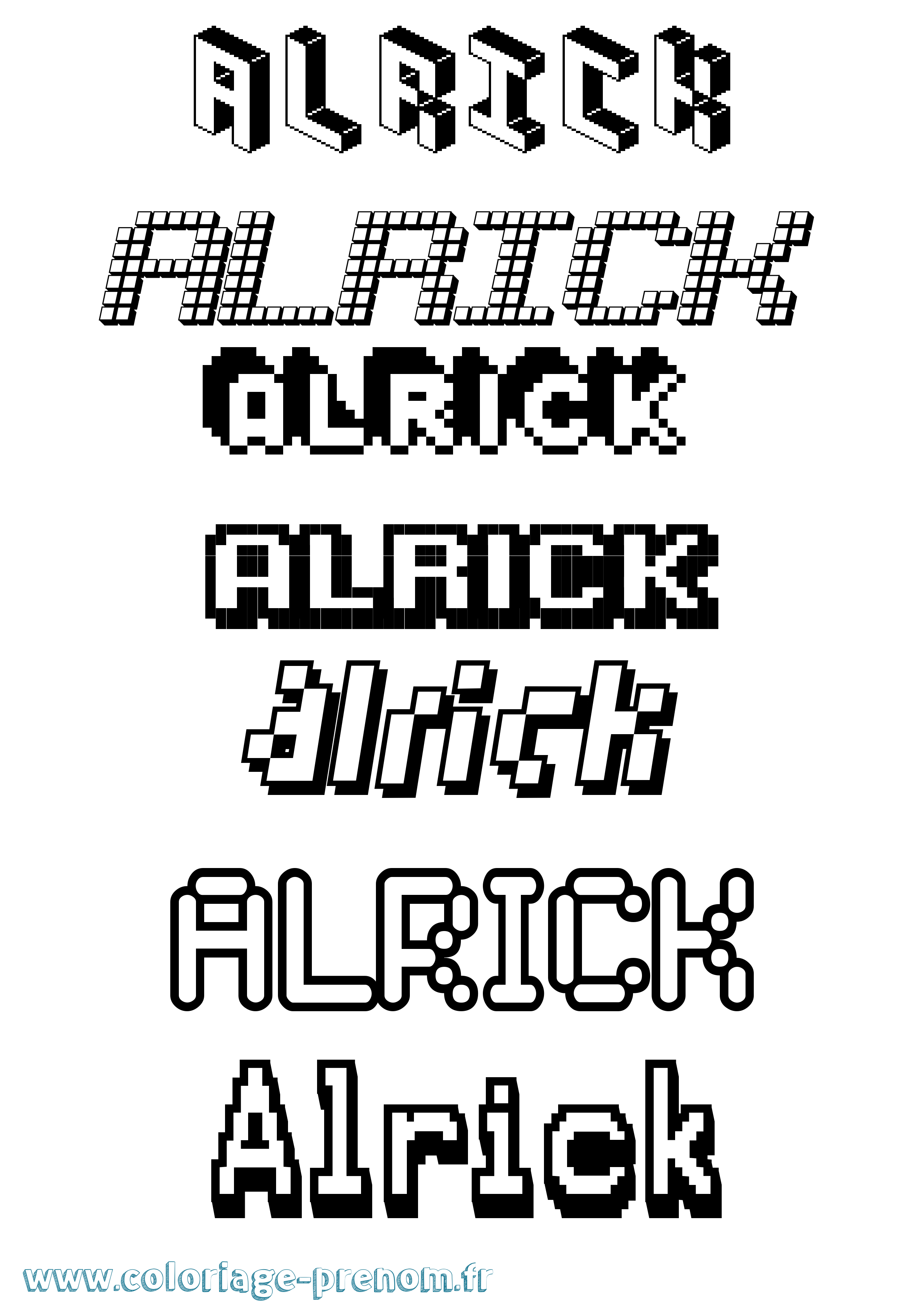 Coloriage prénom Alrick Pixel