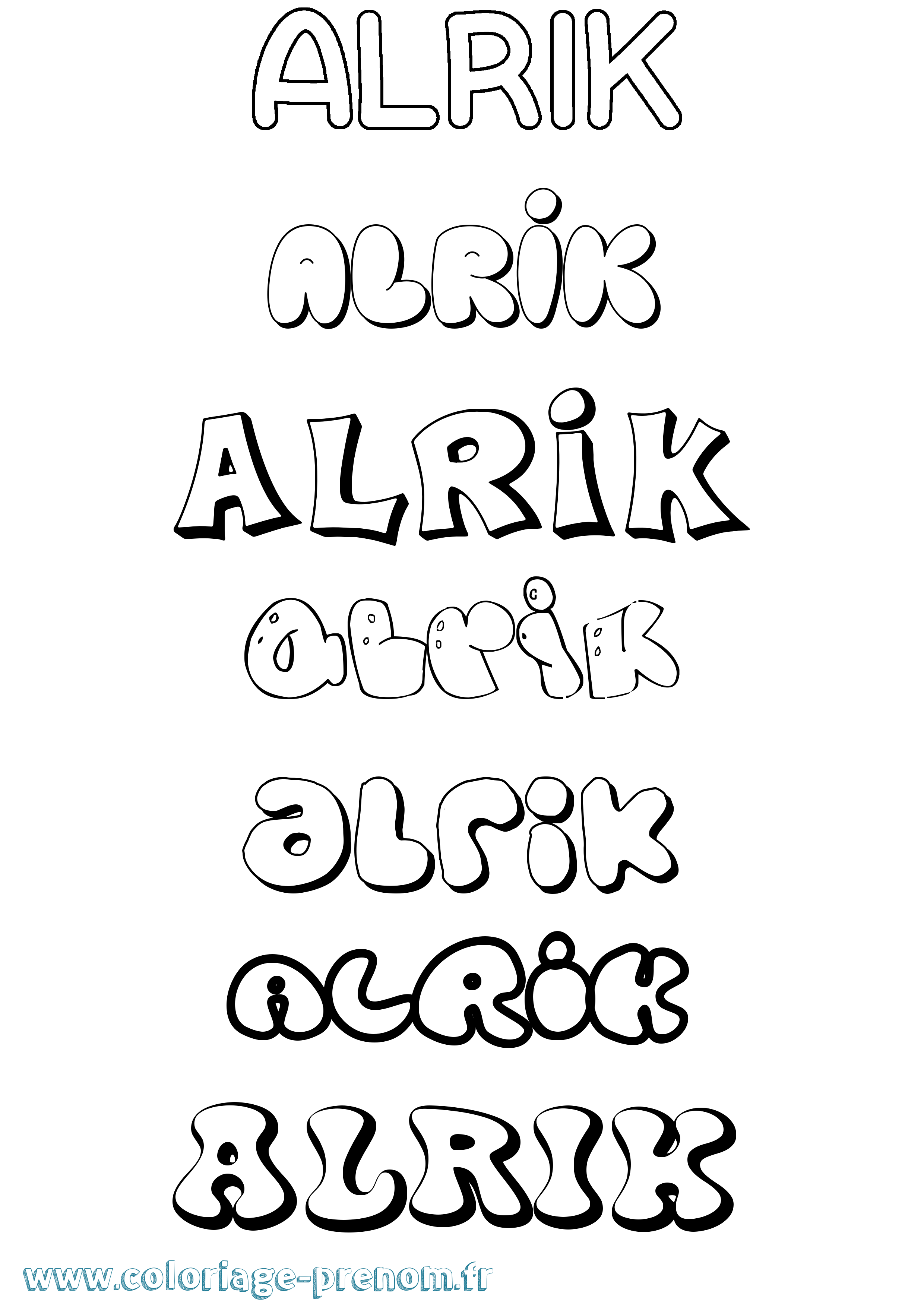 Coloriage prénom Alrik Bubble