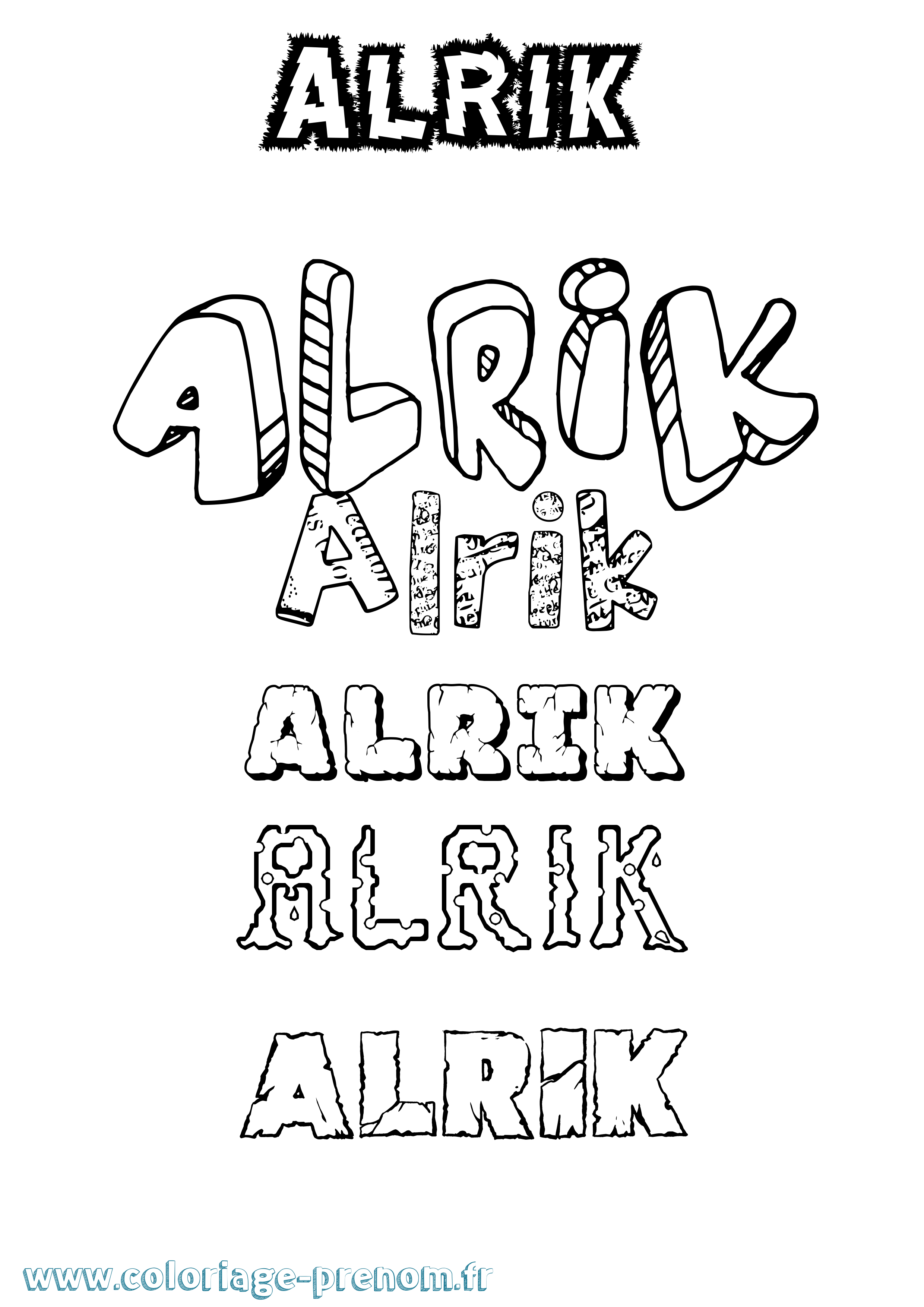 Coloriage prénom Alrik Destructuré
