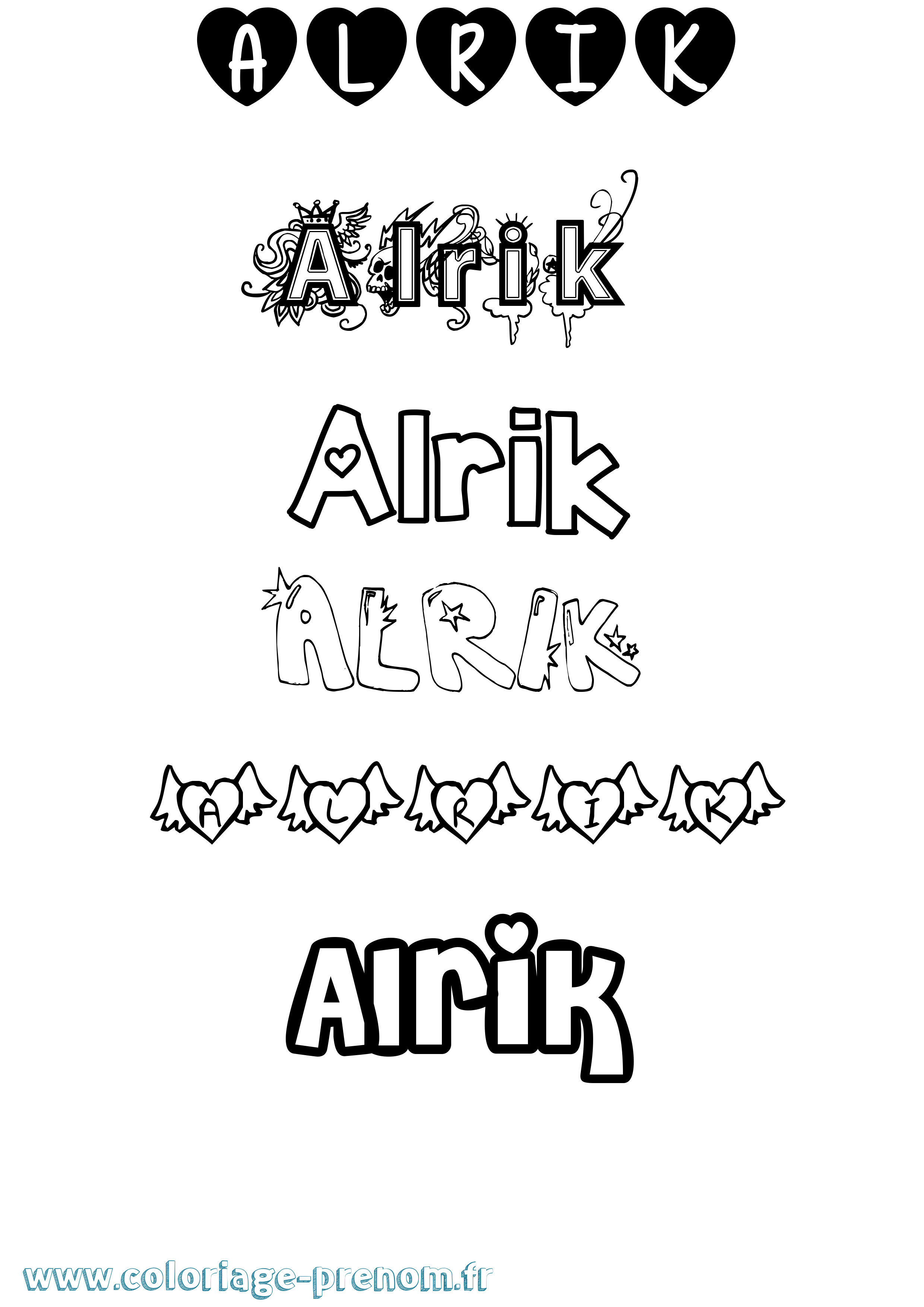 Coloriage prénom Alrik Girly