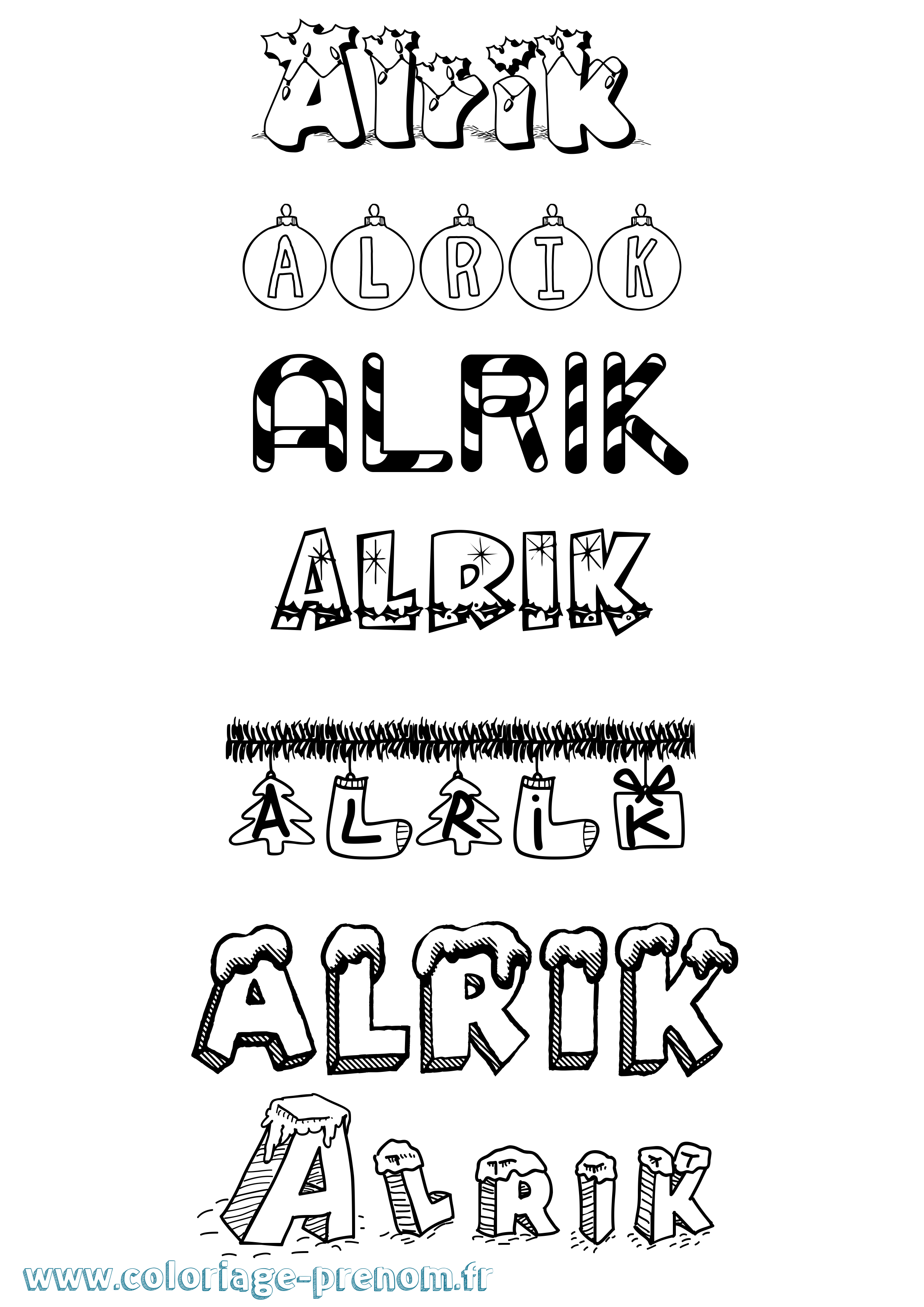 Coloriage prénom Alrik Noël