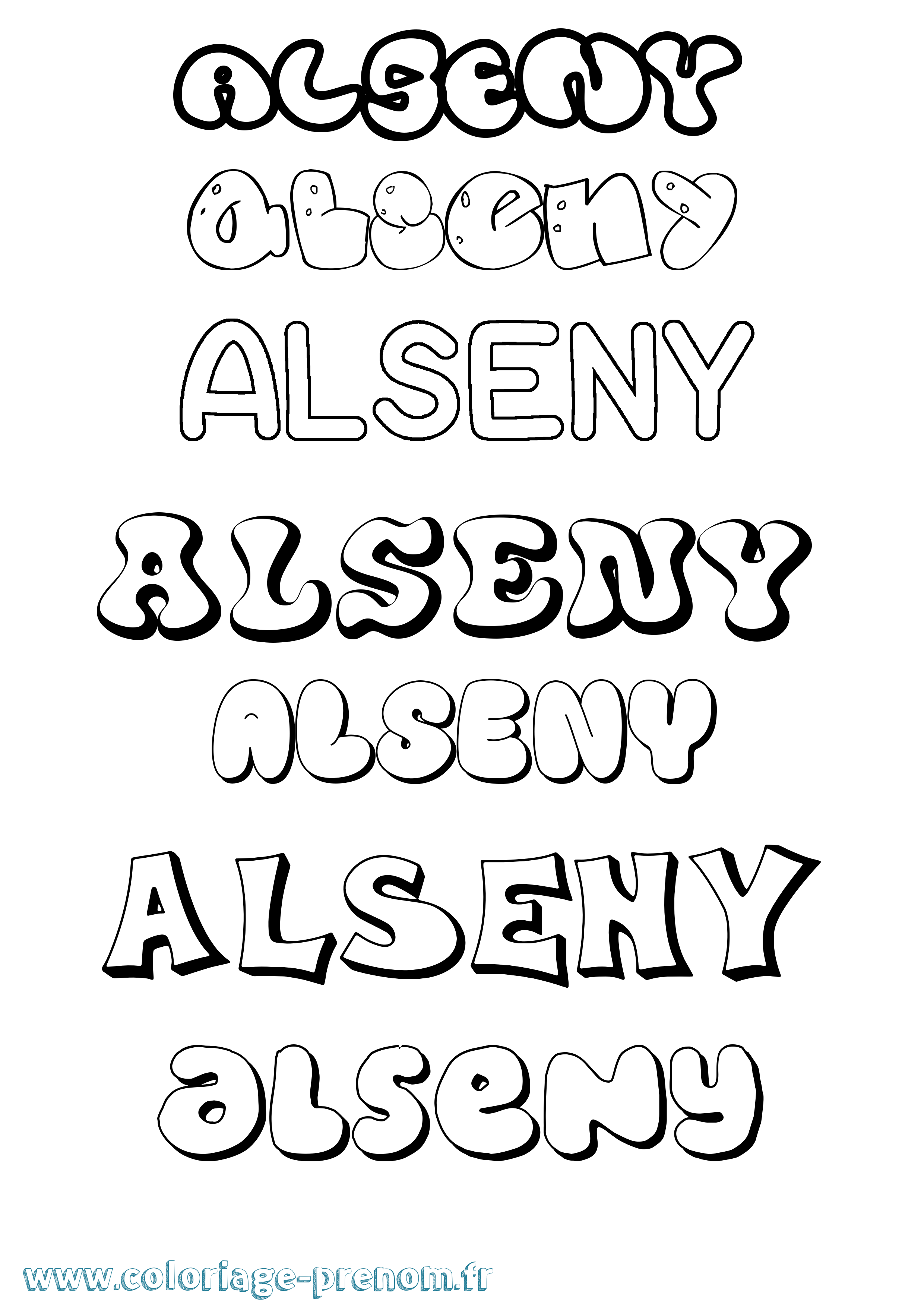 Coloriage Alseny Bubble Coloriage prénom Alseny Bubble