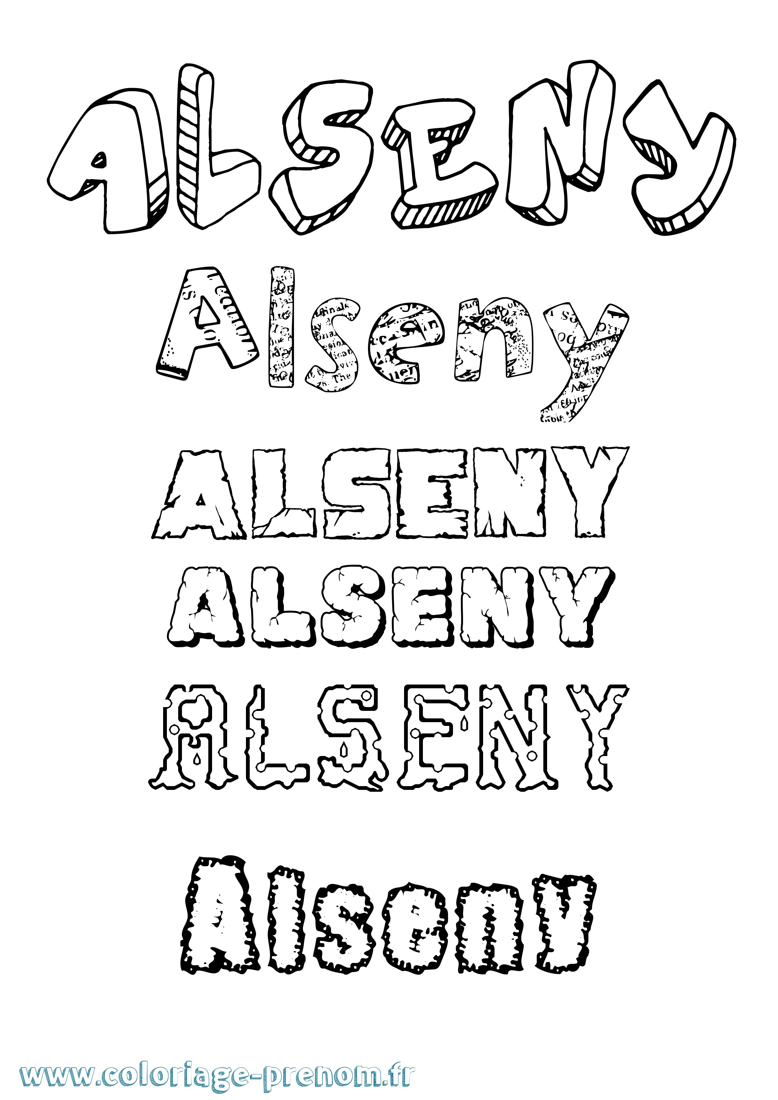 Coloriage Alseny Destructuré Coloriage prénom Alseny Destructuré
