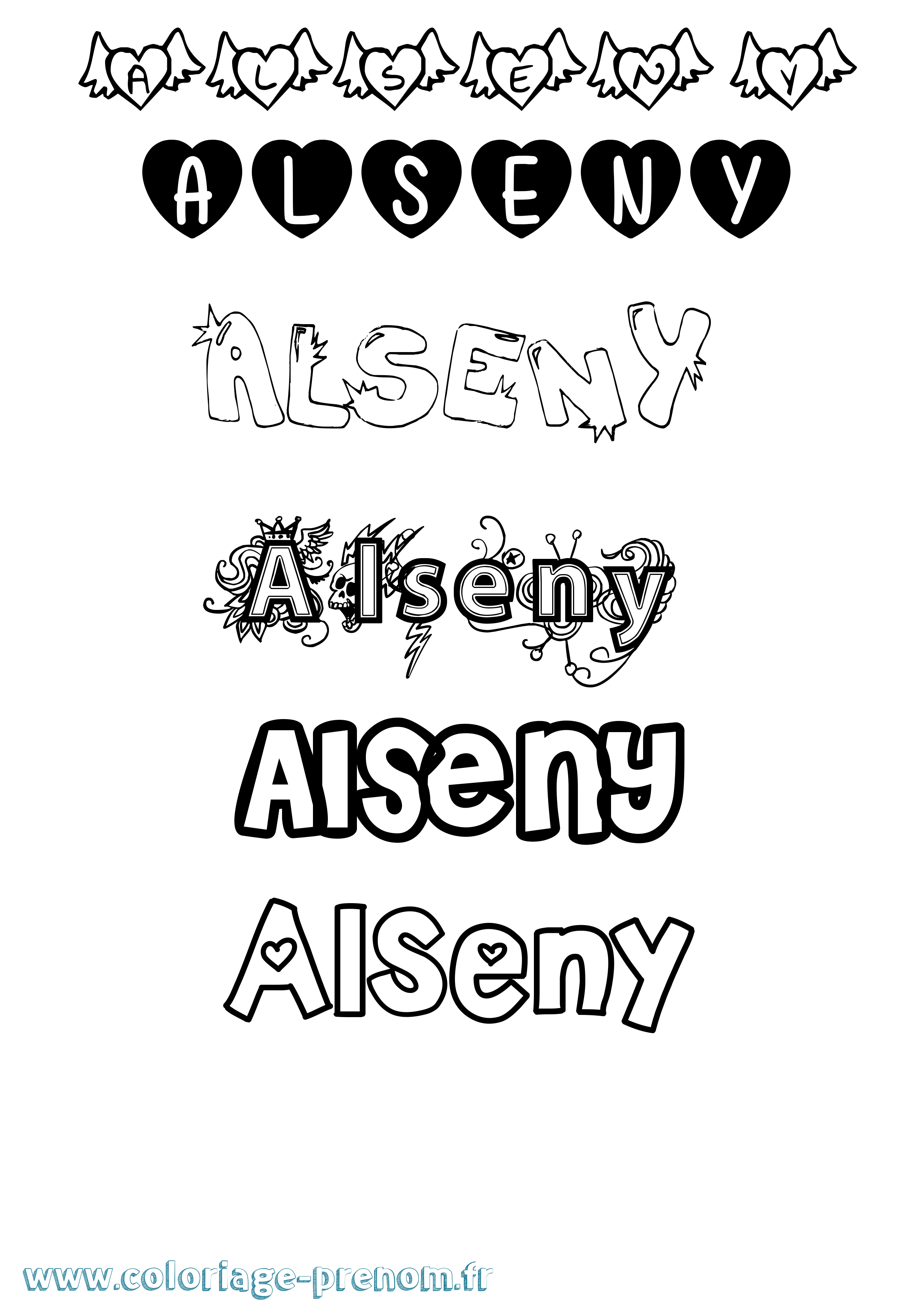 Coloriage Alseny Girly Coloriage prénom Alseny Girly