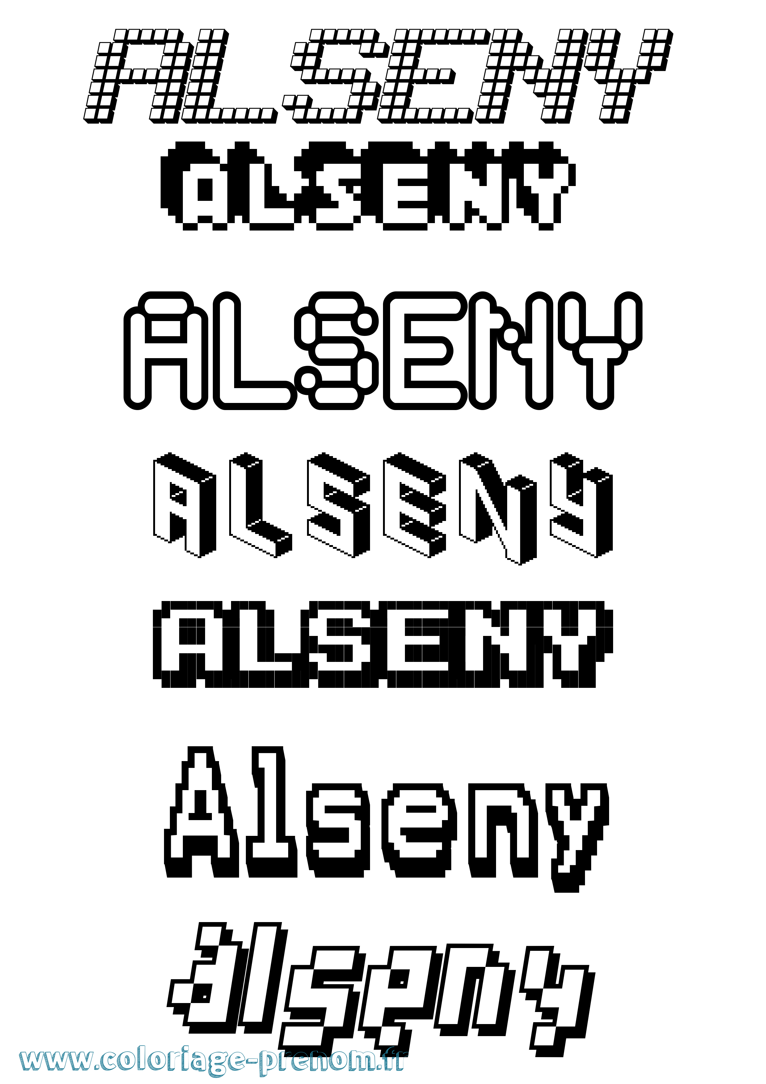 Coloriage Alseny Pixel Coloriage prénom Alseny Pixel