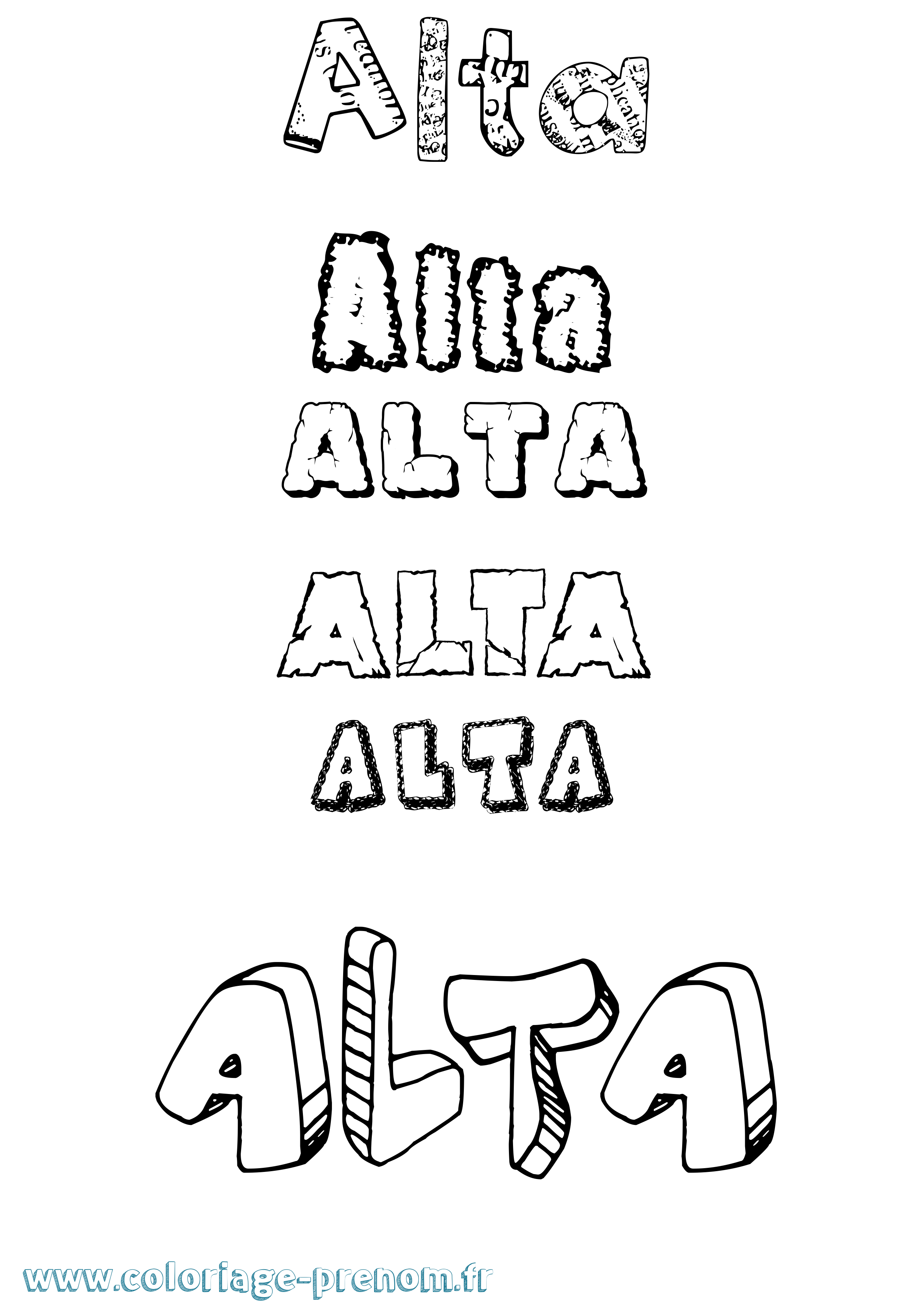 Coloriage prénom Alta Destructuré