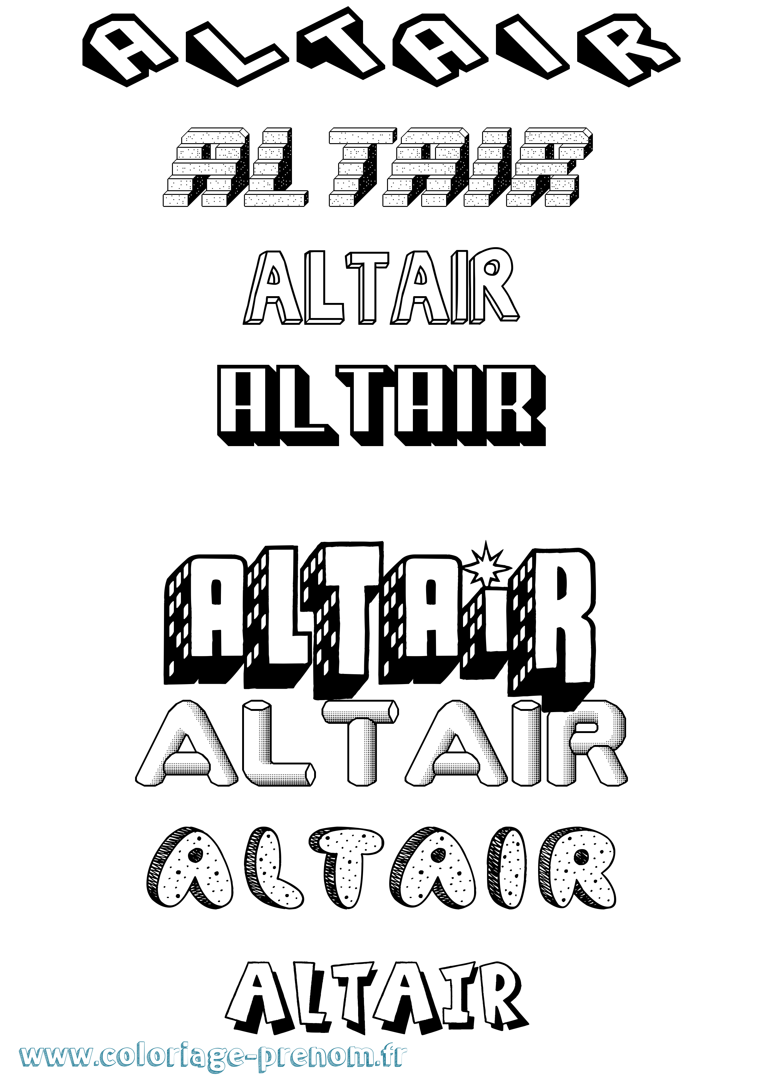 Coloriage prénom Altair Effet 3D
