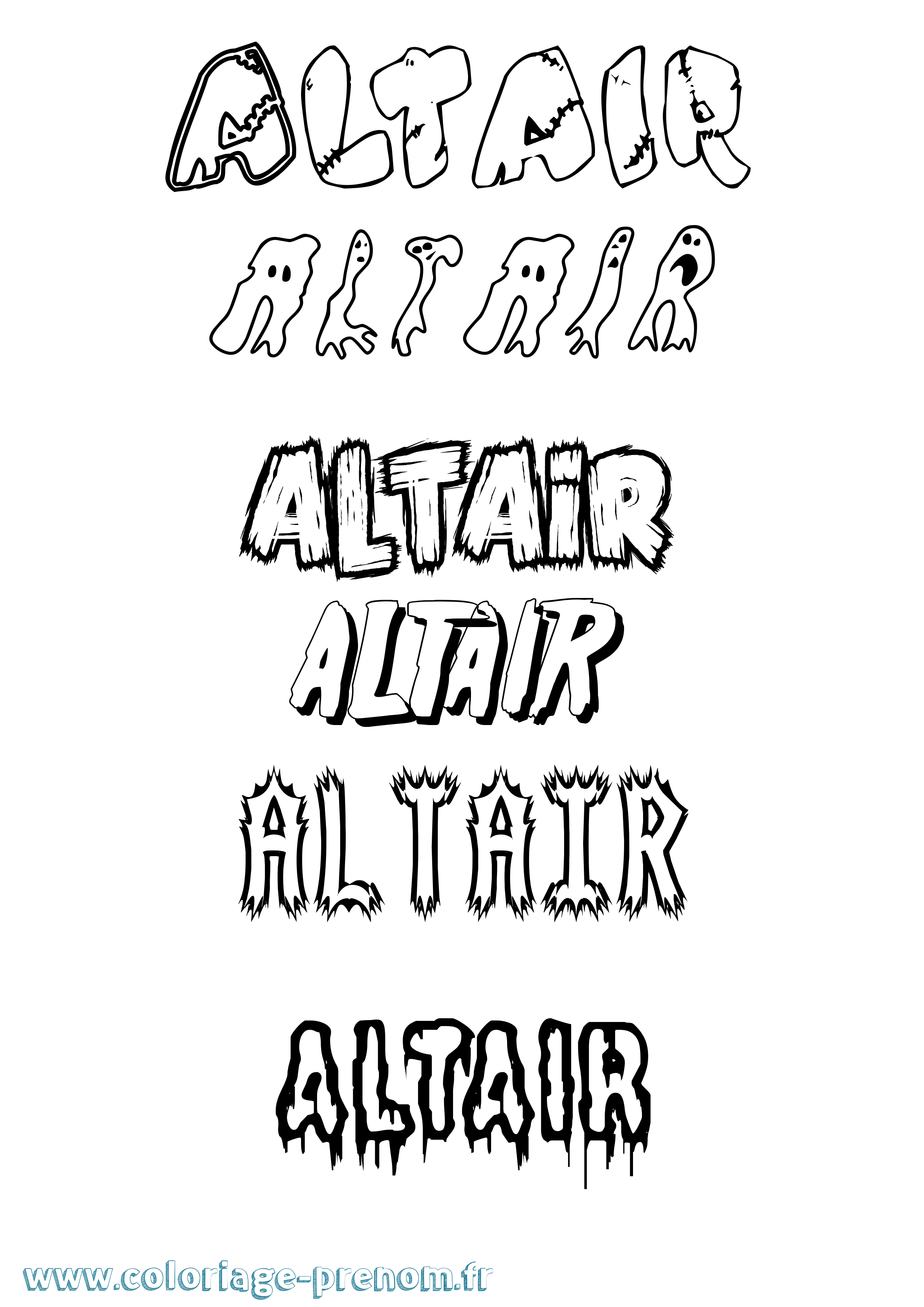 Coloriage prénom Altair Frisson
