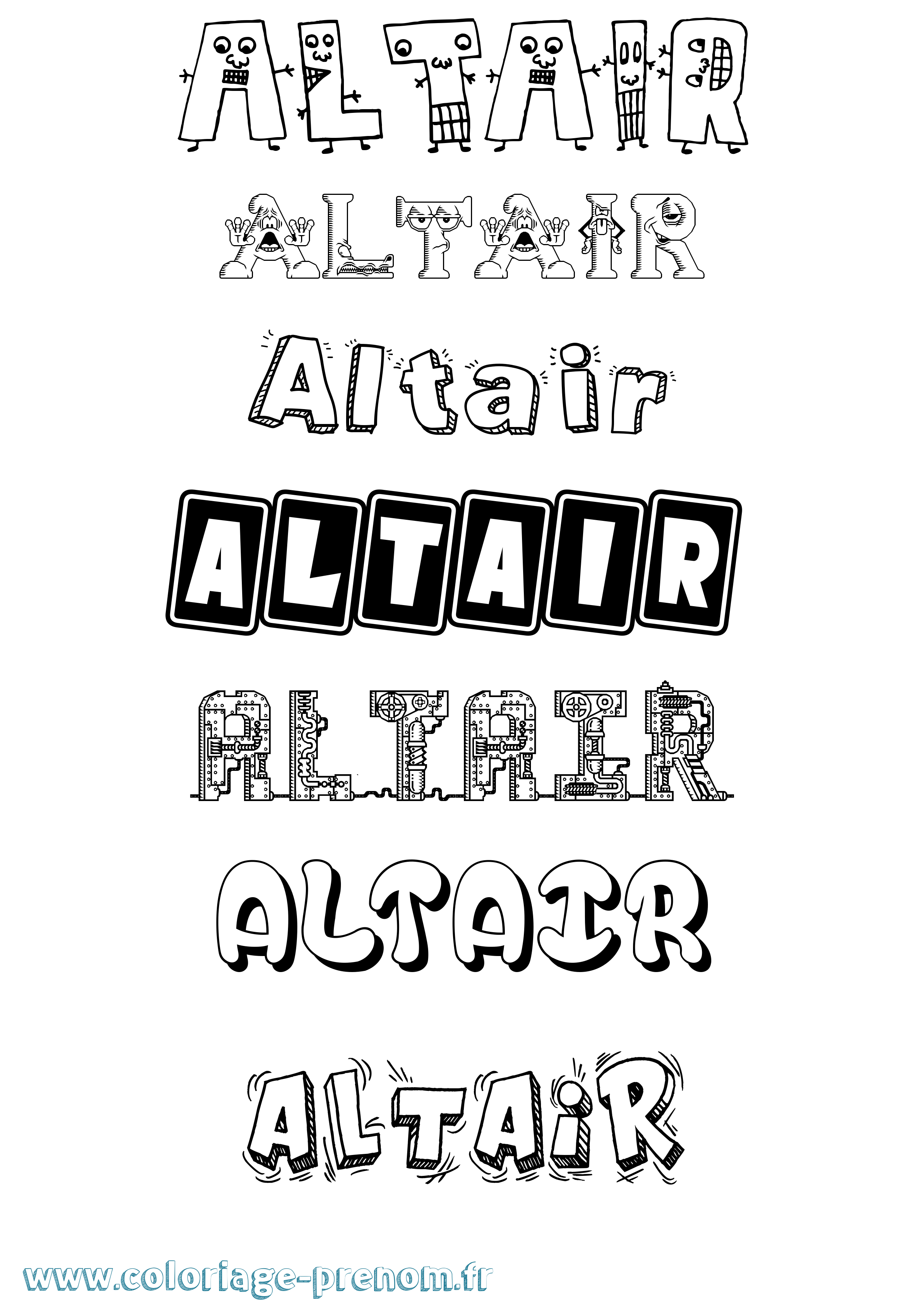 Coloriage prénom Altair Fun