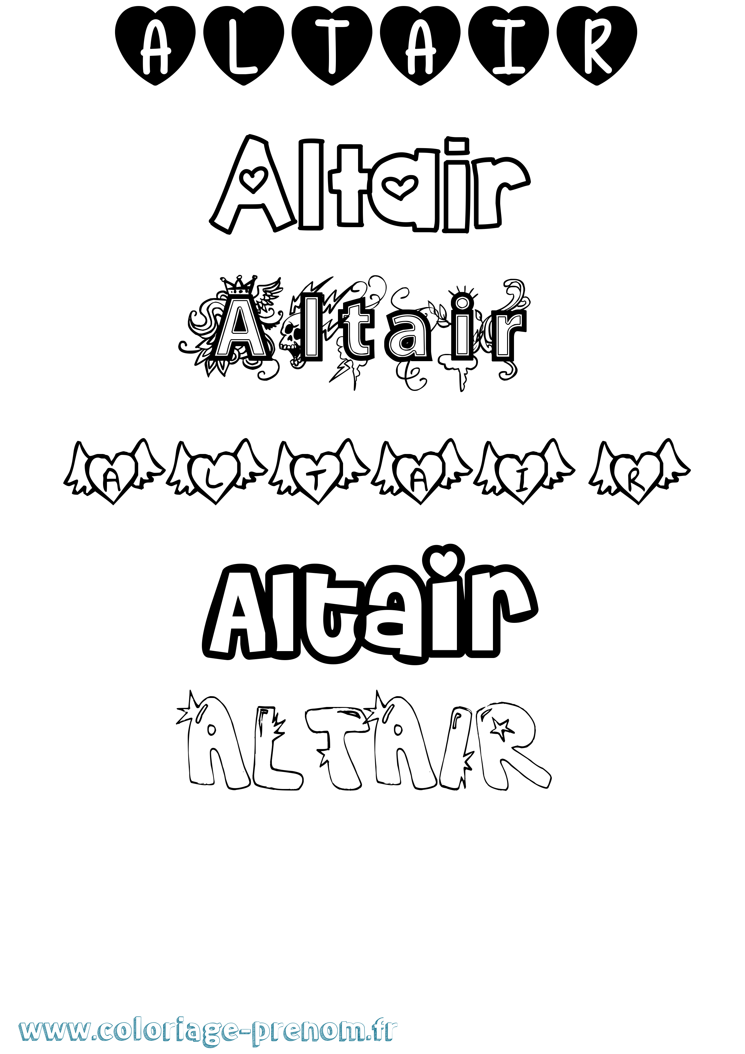 Coloriage prénom Altair Girly