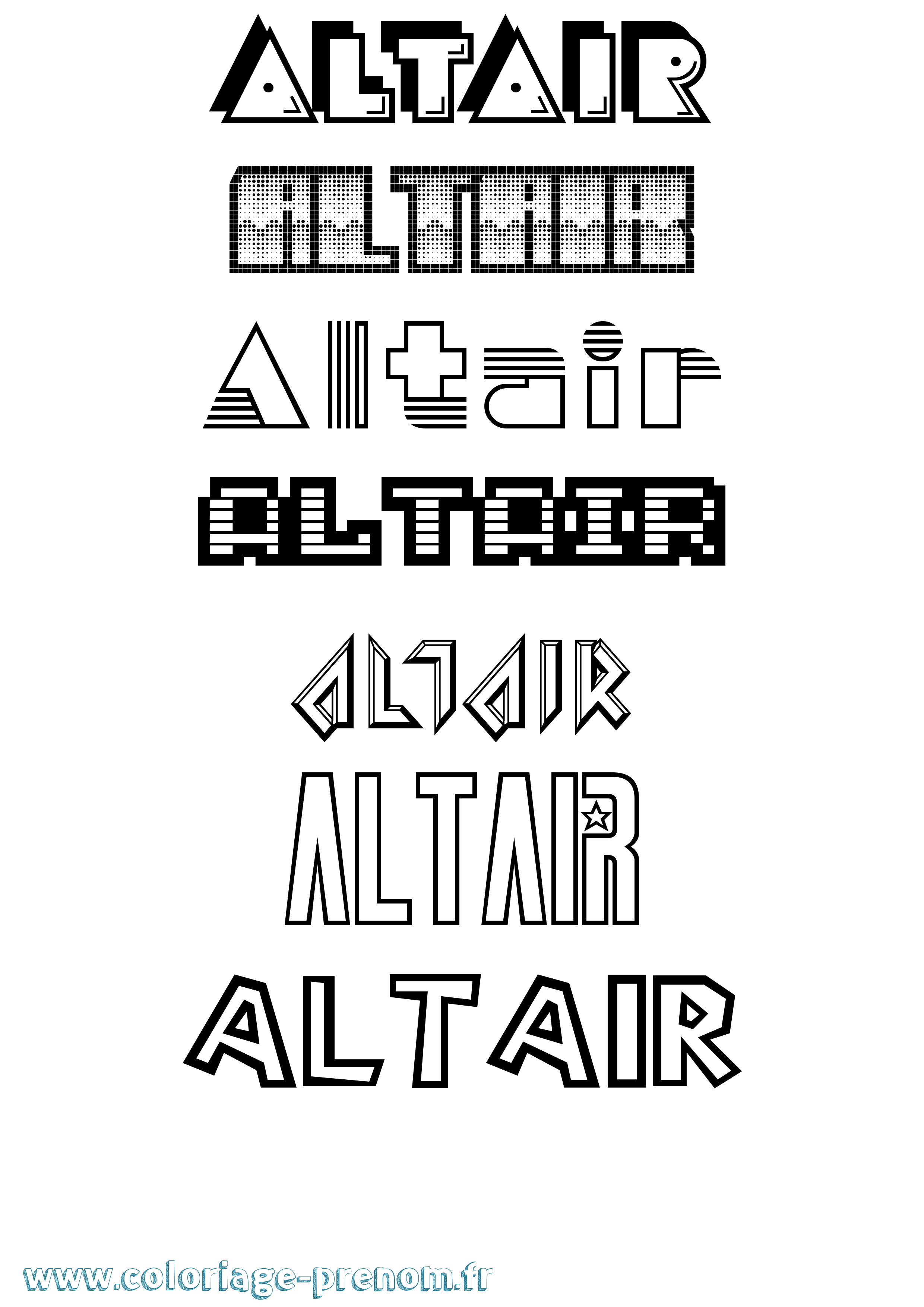 Coloriage prénom Altair Jeux Vidéos