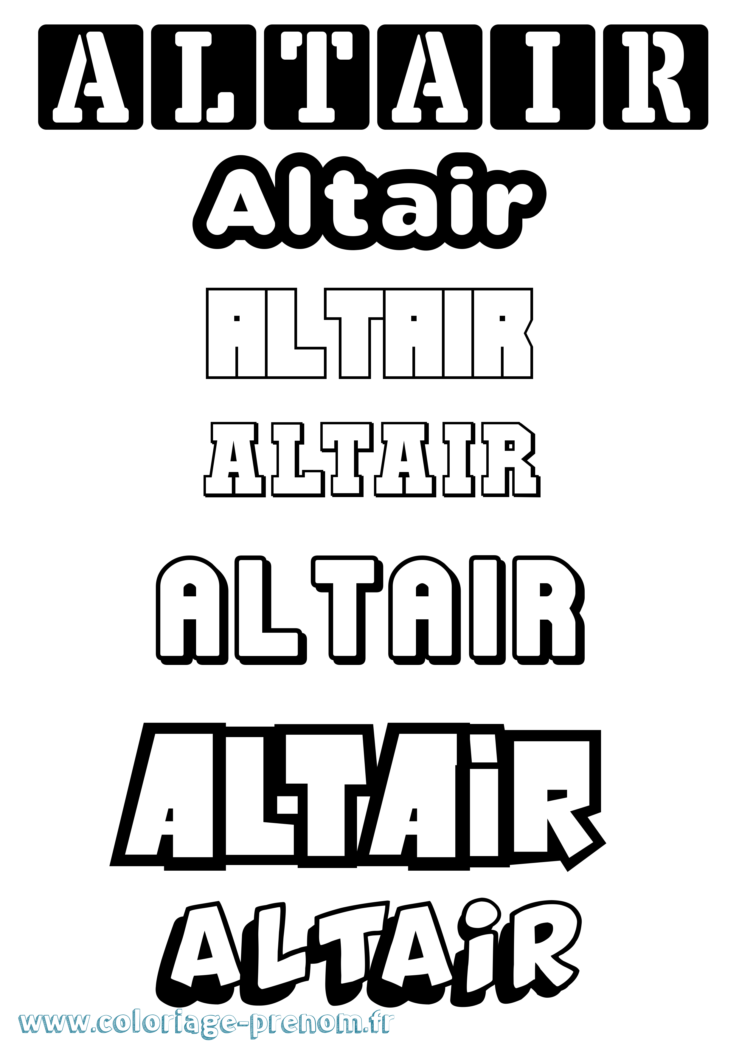 Coloriage prénom Altair Simple