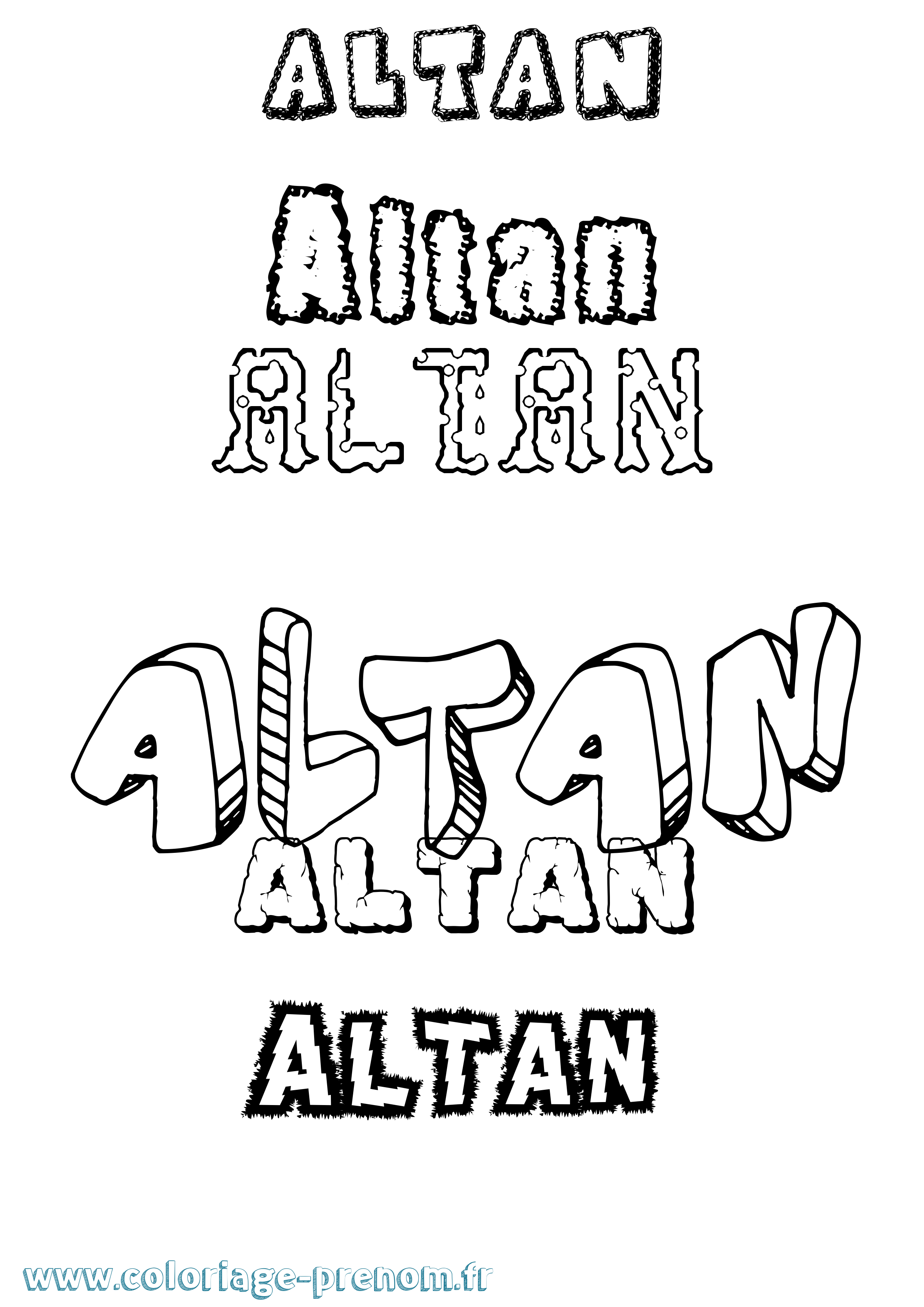 Coloriage prénom Altan Destructuré