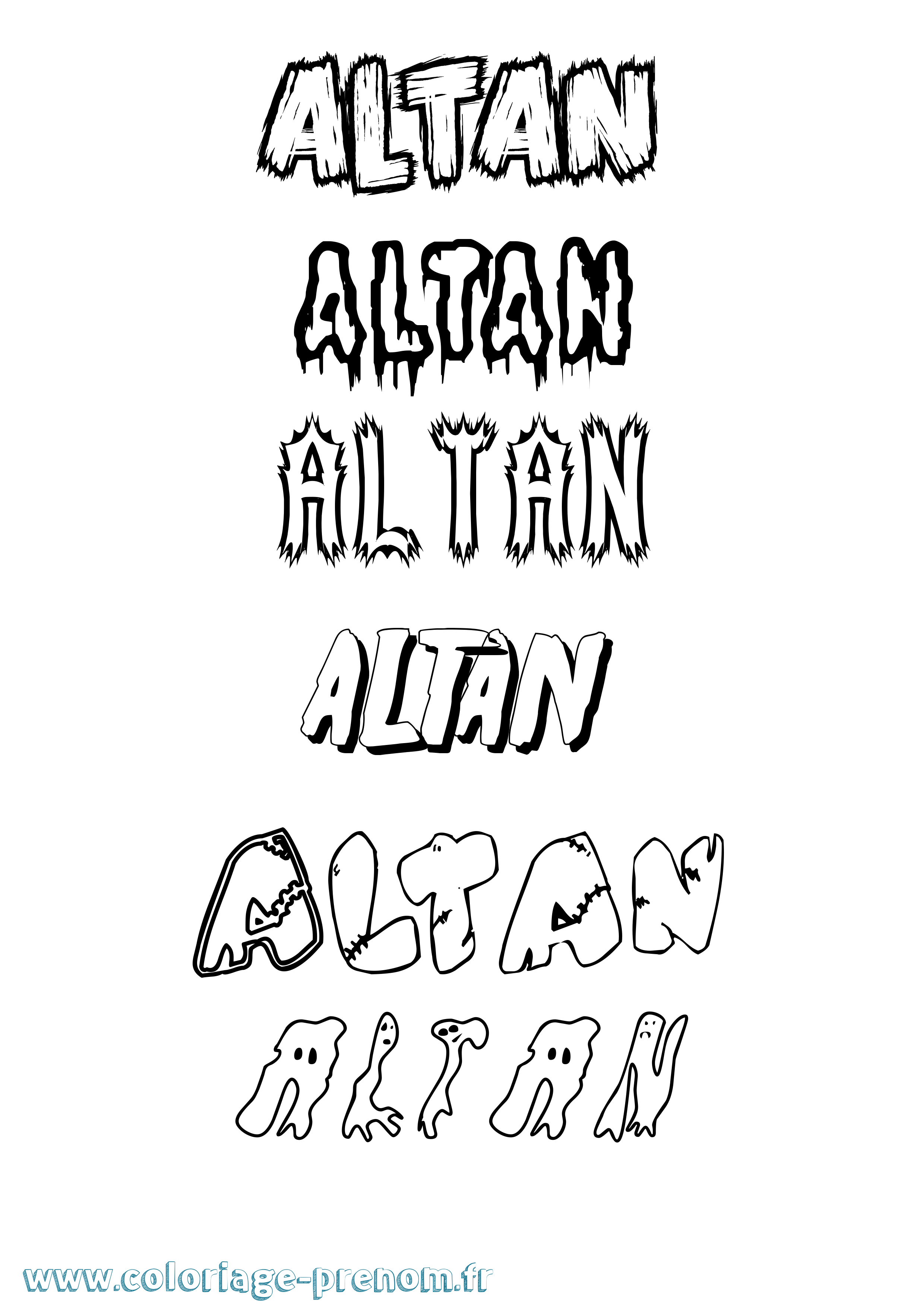 Coloriage prénom Altan Frisson