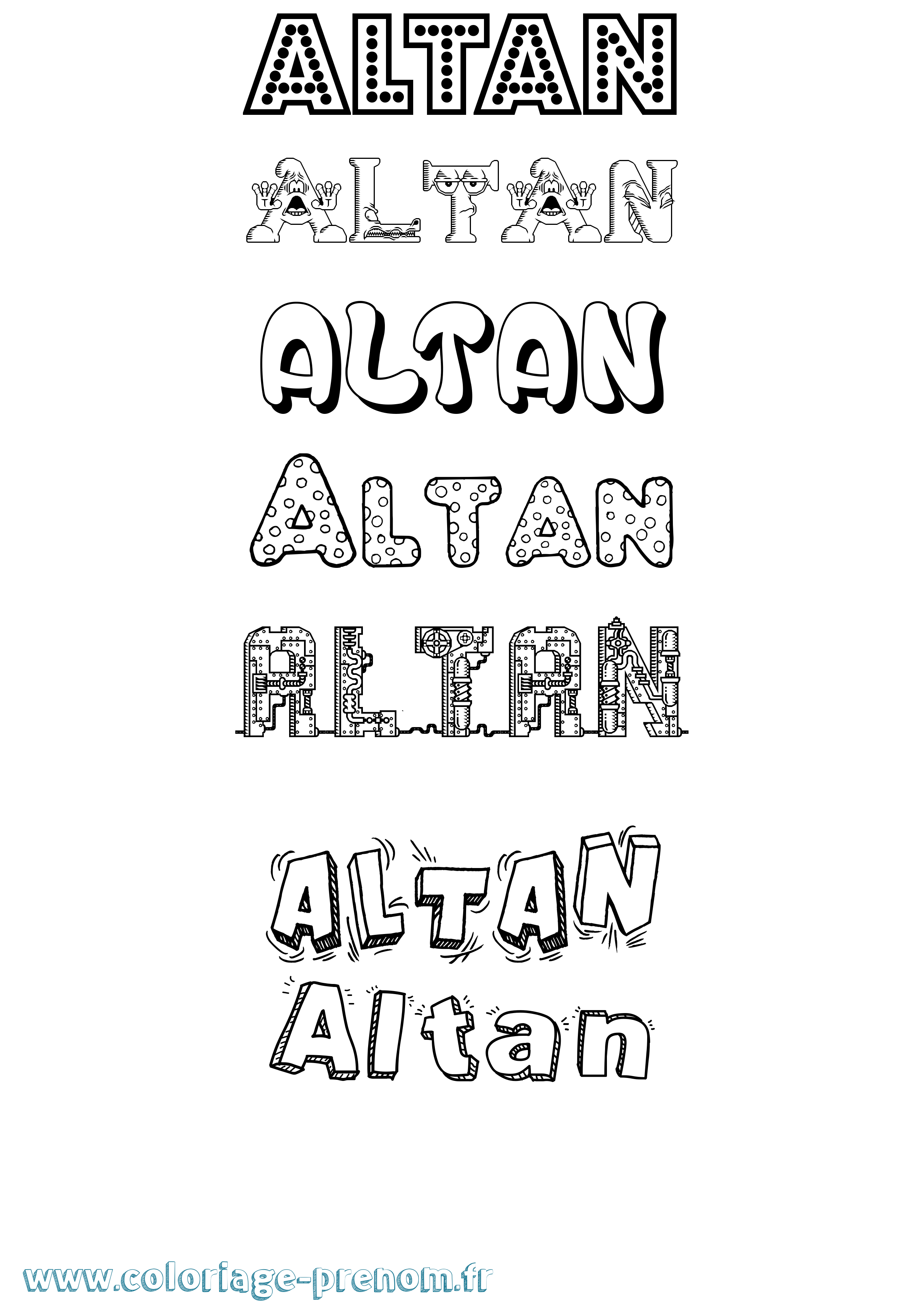 Coloriage prénom Altan Fun