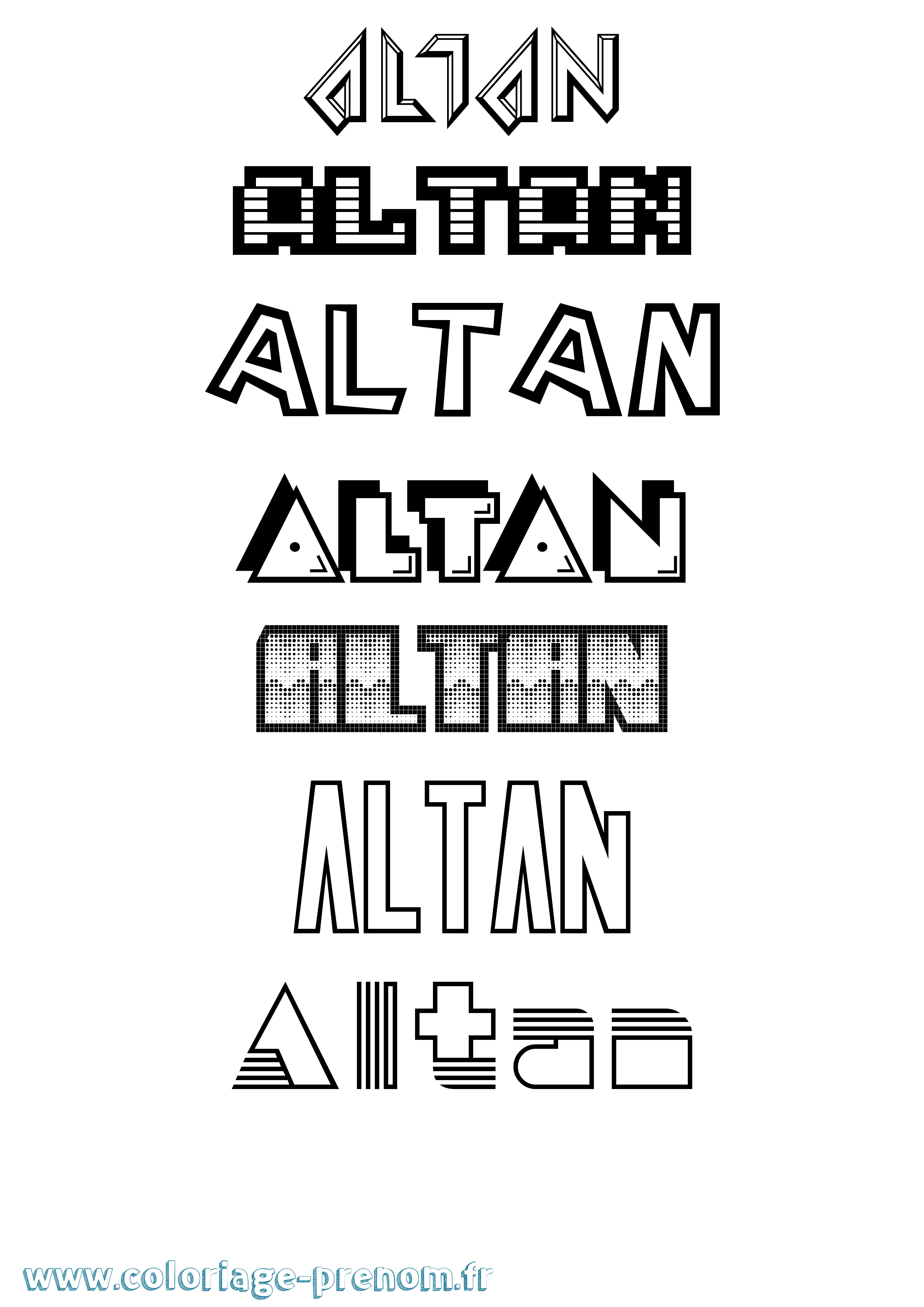 Coloriage prénom Altan Jeux Vidéos